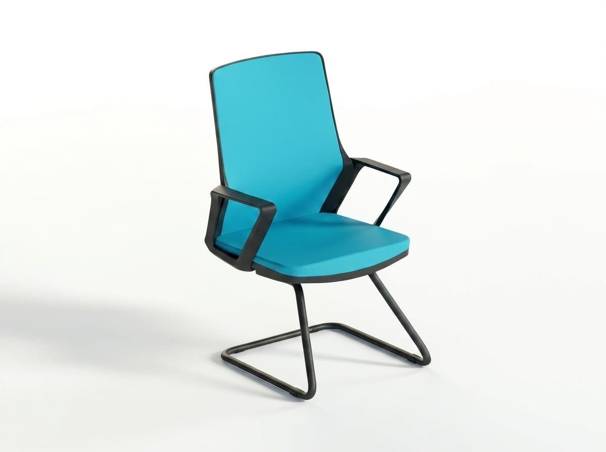 Xlmoebel Freischwinger Stuhl Blau Robust Metallgestell Modern Minimalistisch Konferenzstuhl