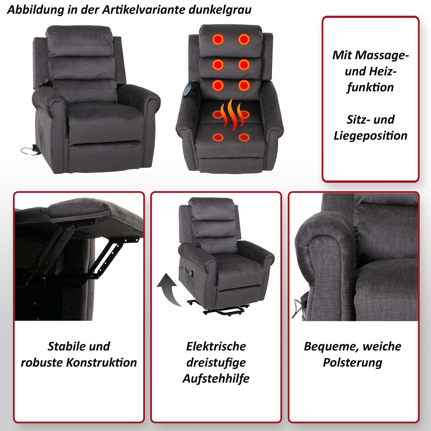 MCW TV-Sessel MCW-K63-CH, Hohe Stoffqualität 220g/m², Sicherer Stand in allen Positionen