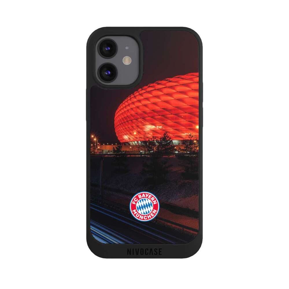 NIVOCASE Handyhülle FC Bayern München FCB Stadion Allianz Arena bei Nacht FCB, Apple iPhone 12 mini Handyhülle Hülle NIVOpure Case Schwarz