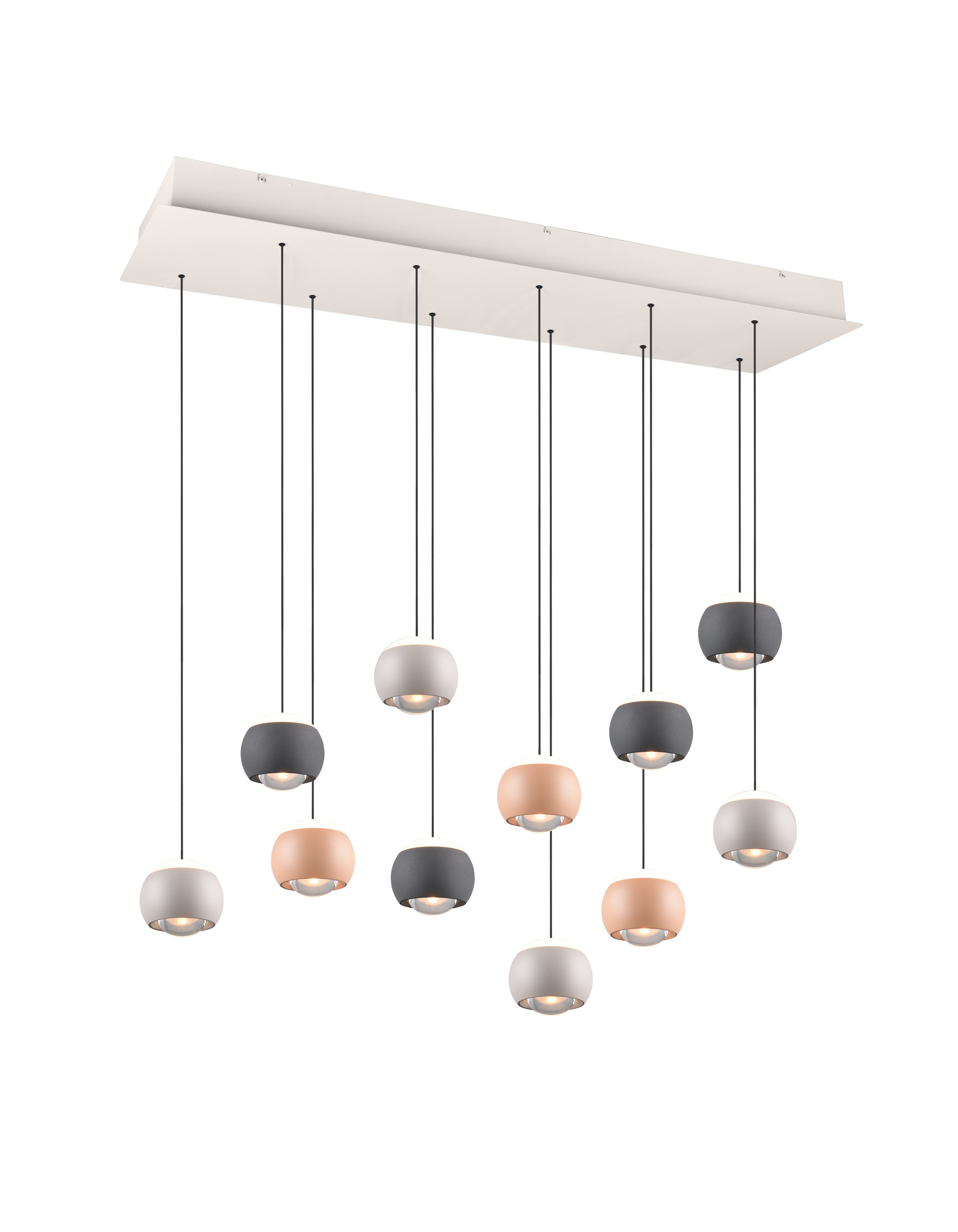 Musterring LED Pendelleuchte CANNON, 11-flammige LED Hängelampe 5W 500Lumen 2300-4000K CCT, CCT - über Fernbedienung, Dimmfunktion, Memoryfunktion, Nachtlichtfunktion, LED fest integriert, Farbwechsler, warmweiß - kaltweiß, mit Fernbedienung, stufenlos höhenverstellbar max 195cm dimmbar Memory