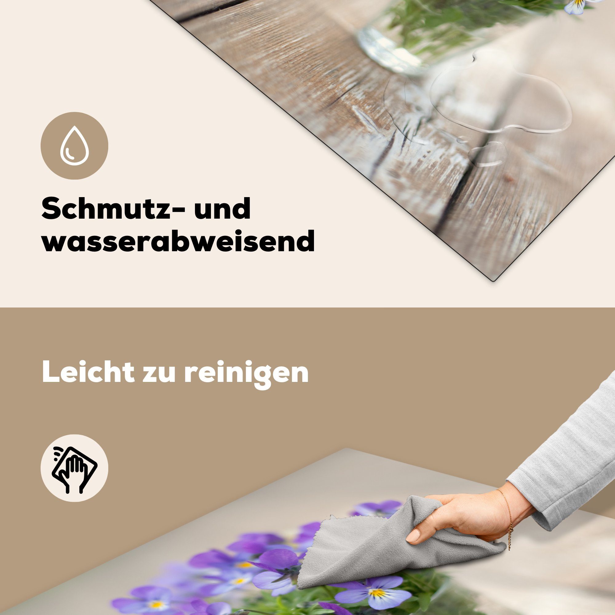 Herdblende-/Abdeckplatte Geigen Arbeitsplatte MuchoWow Vinyl, 78x78 Vase, tlg), küche für Ceranfeldabdeckung, (1 in einer cm,