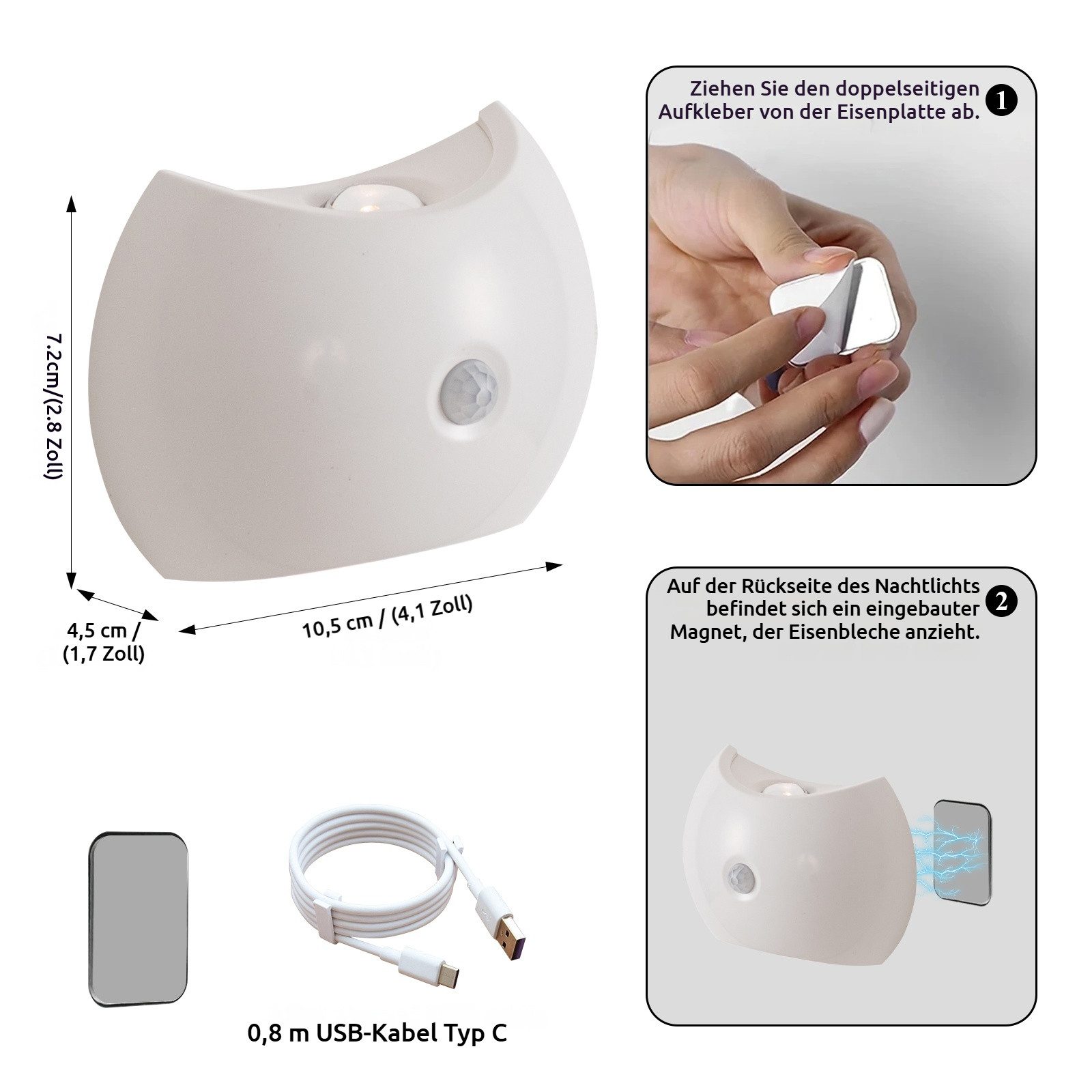 PRIISF Nachtlicht Wandleuchte ohne Stromanschluss Bewegungsmelder Akku Wandlampe Innen, USB-Aufladbare, Wand Lampe Batterie Flur Strahler Licht Up Down Kabellos Treppenlicht, Sonnenuntergangs Lichteffekt, 4500K Neutralweiß, 6500K Tageslichtweiß, RGB, 3000K Warmweiß, LED Wandbeleuchtung Wandlicht für Treppe Flur Wohnzimmer Schlafzimmer