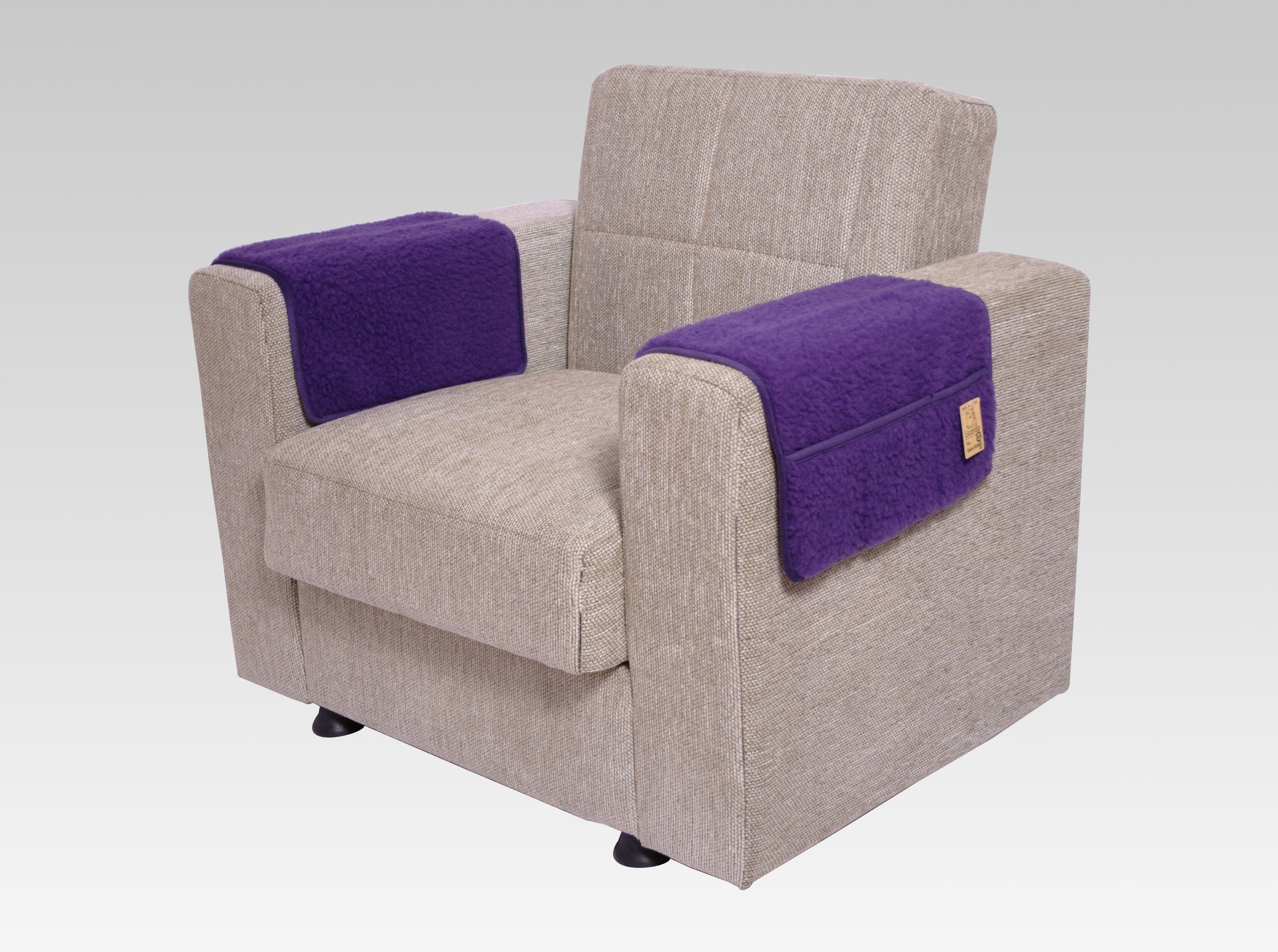 Licardo Hussen-Set Armlehnenschoner flach mit drei Taschen Wolle 50 cm x 55 cm mit 3 Taschen, Wolle