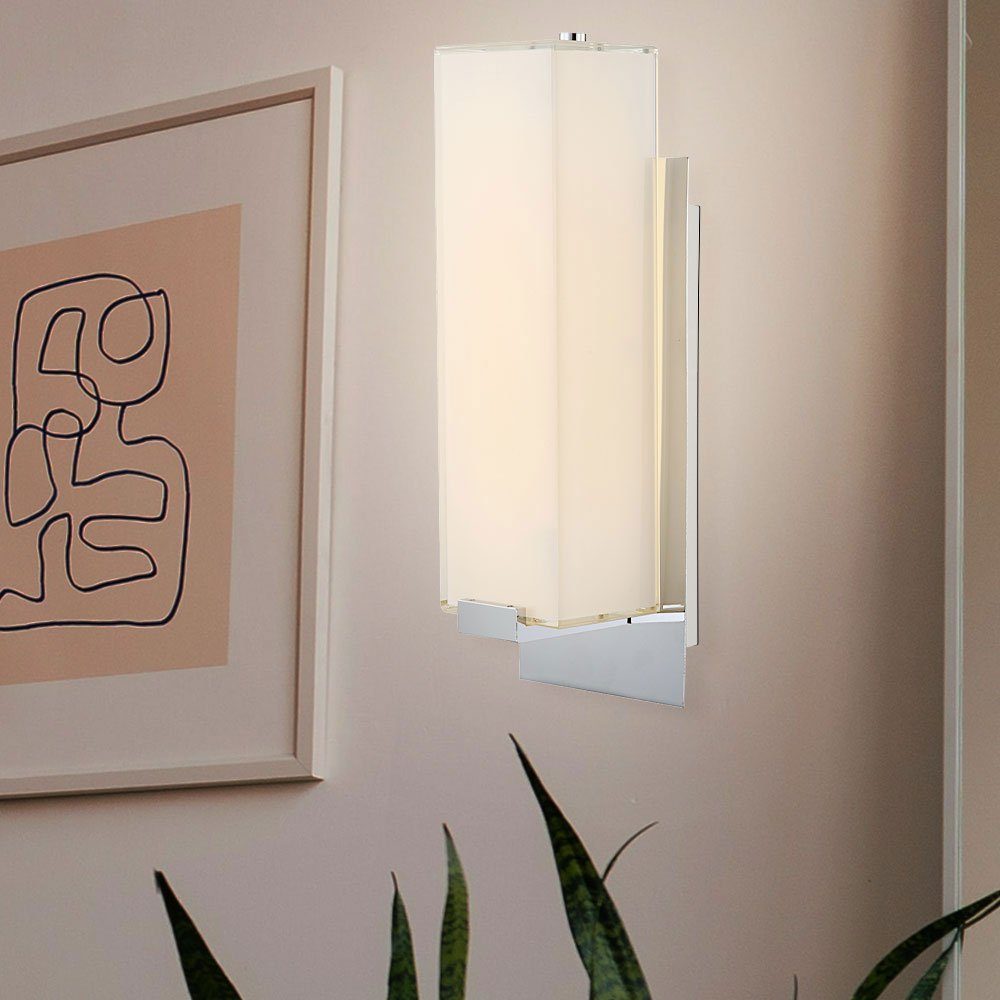 etc-shop Chrom Strahler Glas Küchen verbaut, Wandleuchte, Wand Leuchte Lampe satiniert LED LED Warmweiß, fest Esszimmer LED-Leuchtmittel