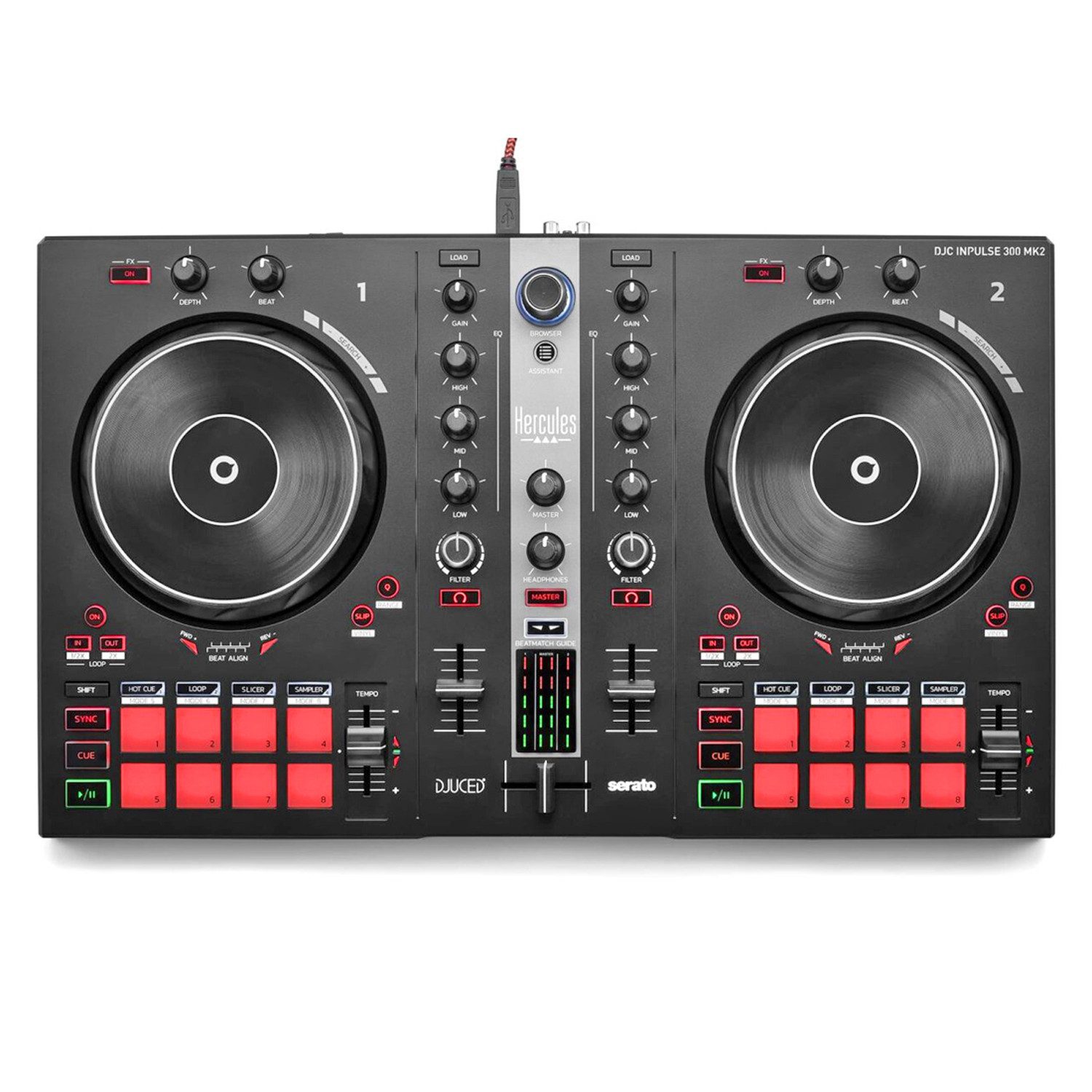 HERCULES DJ Controller Hercules Inpulse 300 MK2 DJ Controller mit DJMonitor 32 Boxen