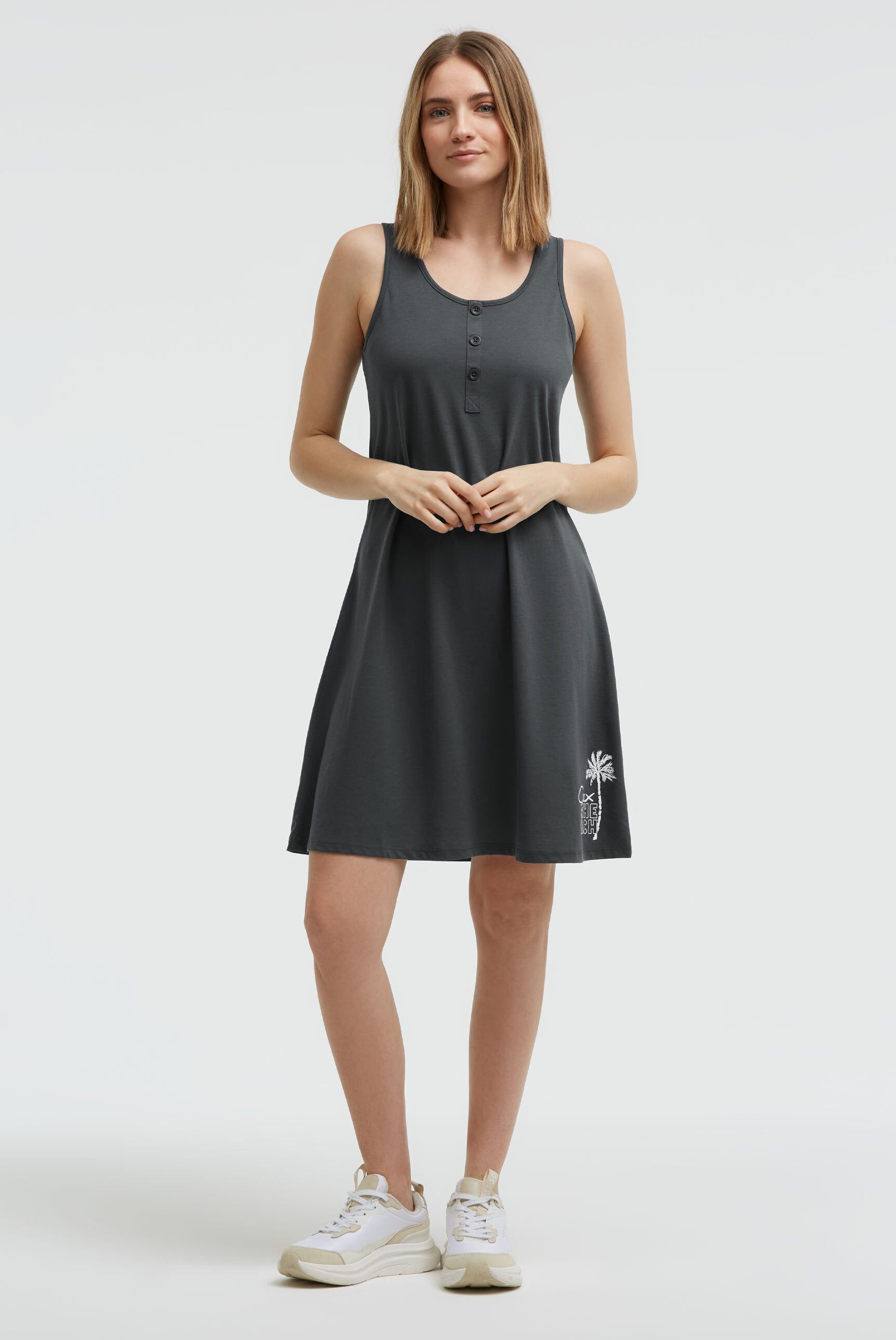 SOCCX Trägerkleid mit abgerundetem Saum