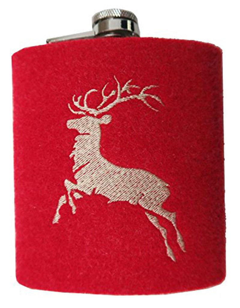 Steinnacher Bärbel Flachmann Flachmann mit Filzbezug rot Hirschmotiv