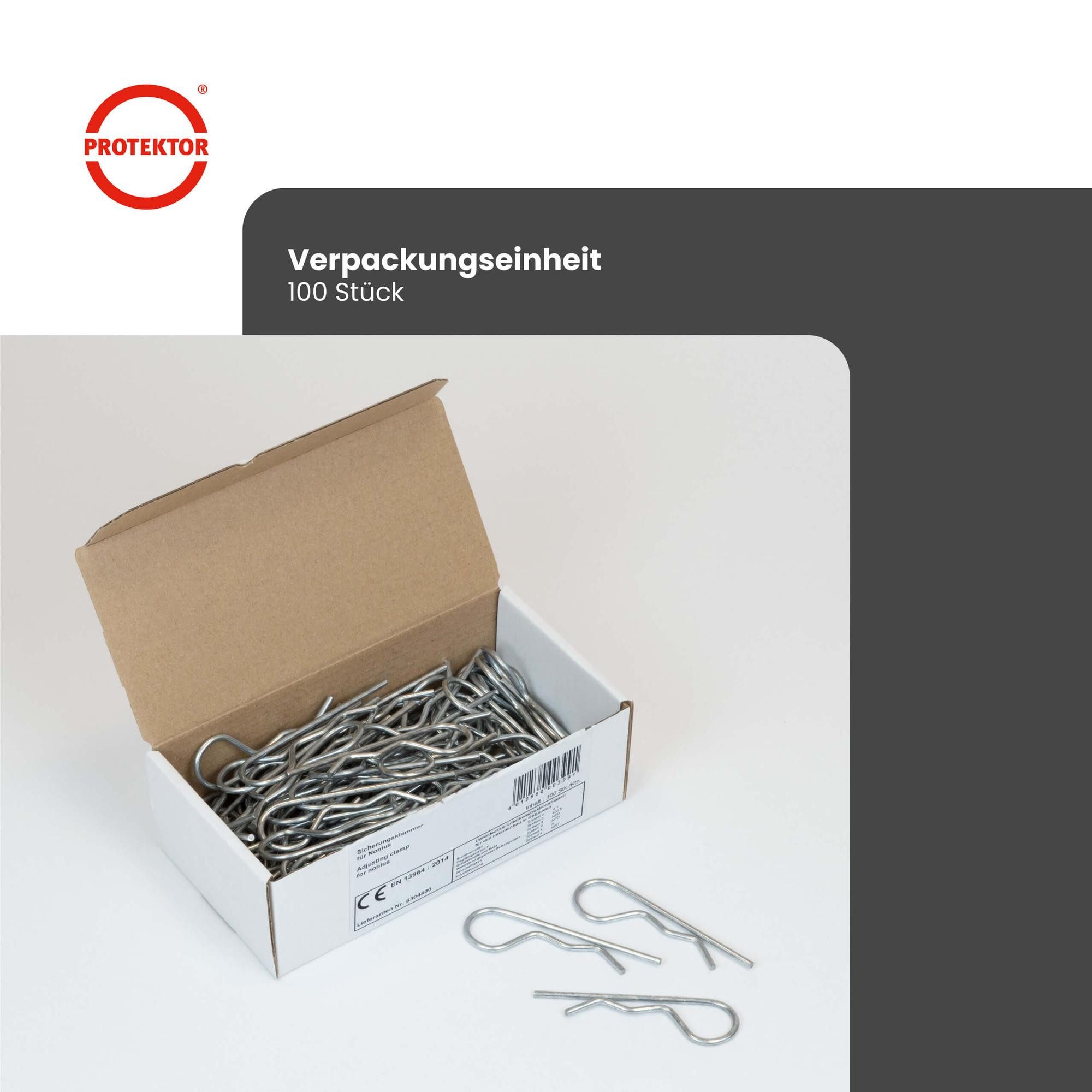 PROTEKTOR Profil (Sicherungsklammer, 100-St), Decke abhängen, für Nonius Ober- und Unterteil