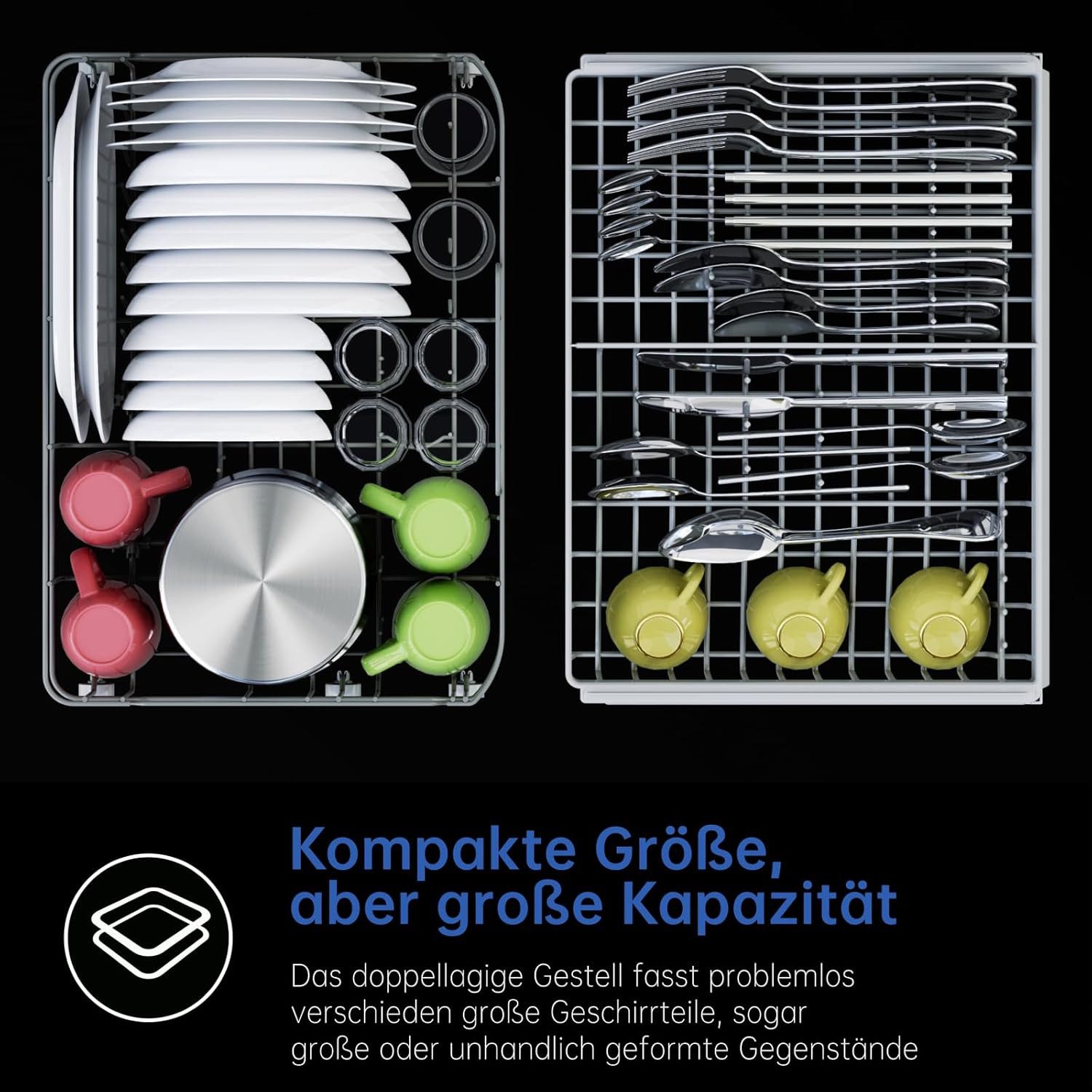 Airmsen Tischgeschirrspüler 7 Spülprogramme,Weichwasseranlage,Selbstreinigungsmodus,12H Timer ZMW-DTHA01, 5 l, 5 Maßgedecke, 5L tank,Ideal für Hausküchen, Wohnungen, Schlafsäle und Wohnmobile