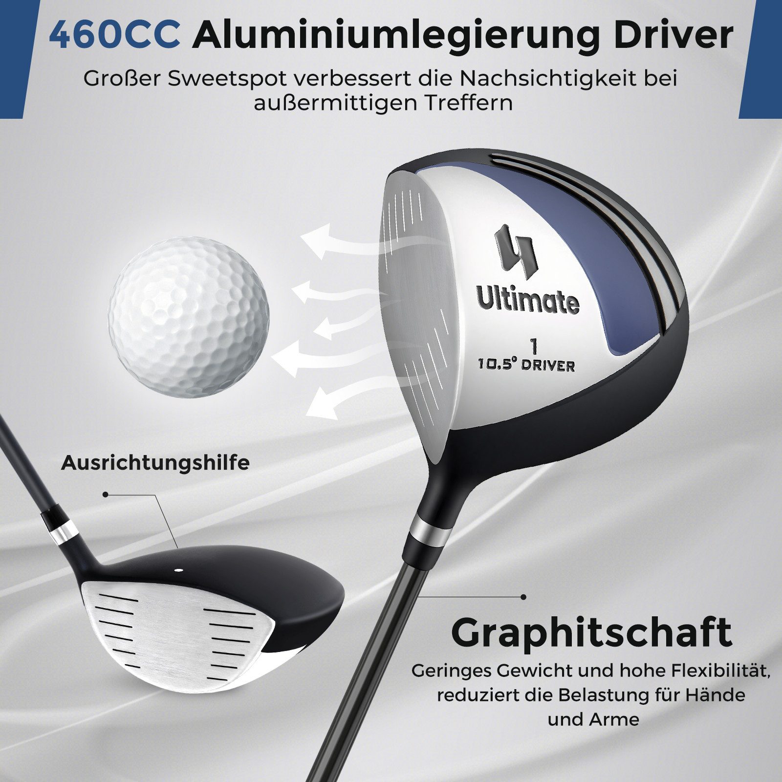 COSTWAY Golfschläger + Golfbag, 9 teiliges Golfset linkshändig mit Golftasche