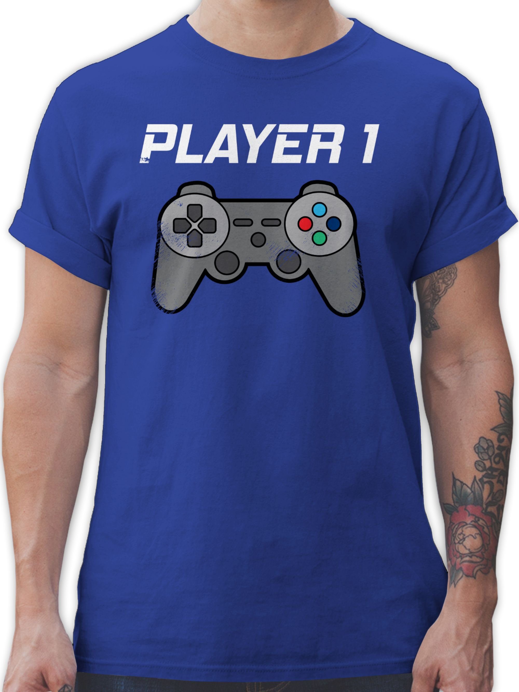 Shirtracer T-Shirt Player 1 Vintage Partner-Look Familie Papa 3 Royalblau