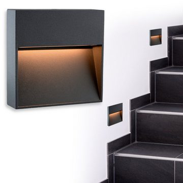 SSC-LUXon LED Aufbaustrahler LED Wand Treppenstufenbeleuchtung KEILA anthrazit fuer Innen Aussen, Warmweiß