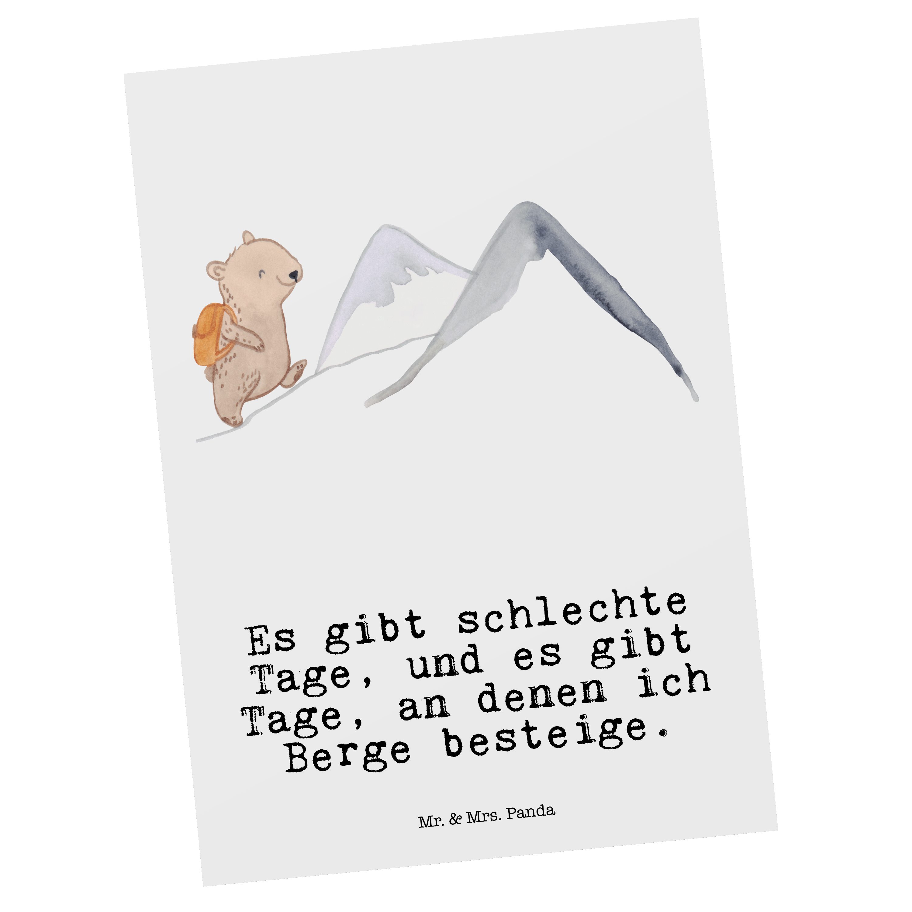 - Geschenk, - Postkarte Bergsteigen Mr. Mrs. Tage wandern, Bär Weiß Danke, Ansichtskarte & Panda