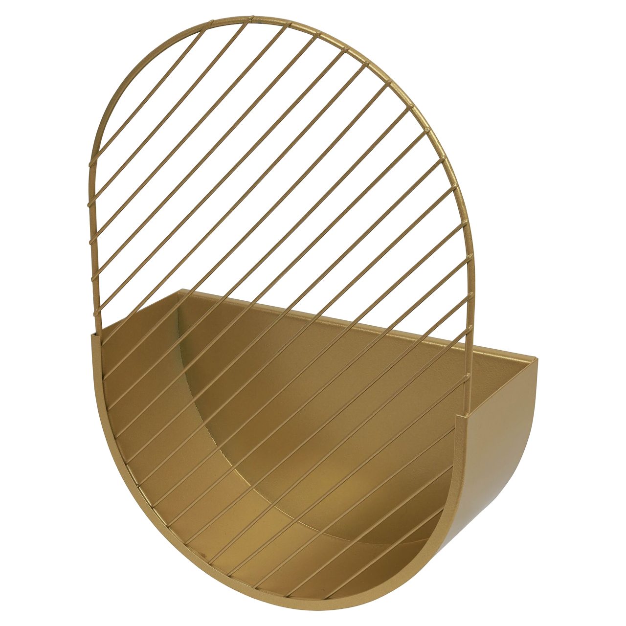 Duraline Deko-Wandregal Storage Cube "Oval pulverbeschichteter Lines", Regal, Drahtregal, ovales Gold Wandregal, Stahl