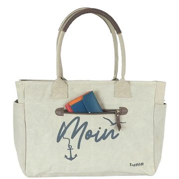 Sunsa Handtasche XXL Damen Handtasche Große Tasche aus Canvas & Leder. Strandtasche, Maritim Vintage Aufdruck