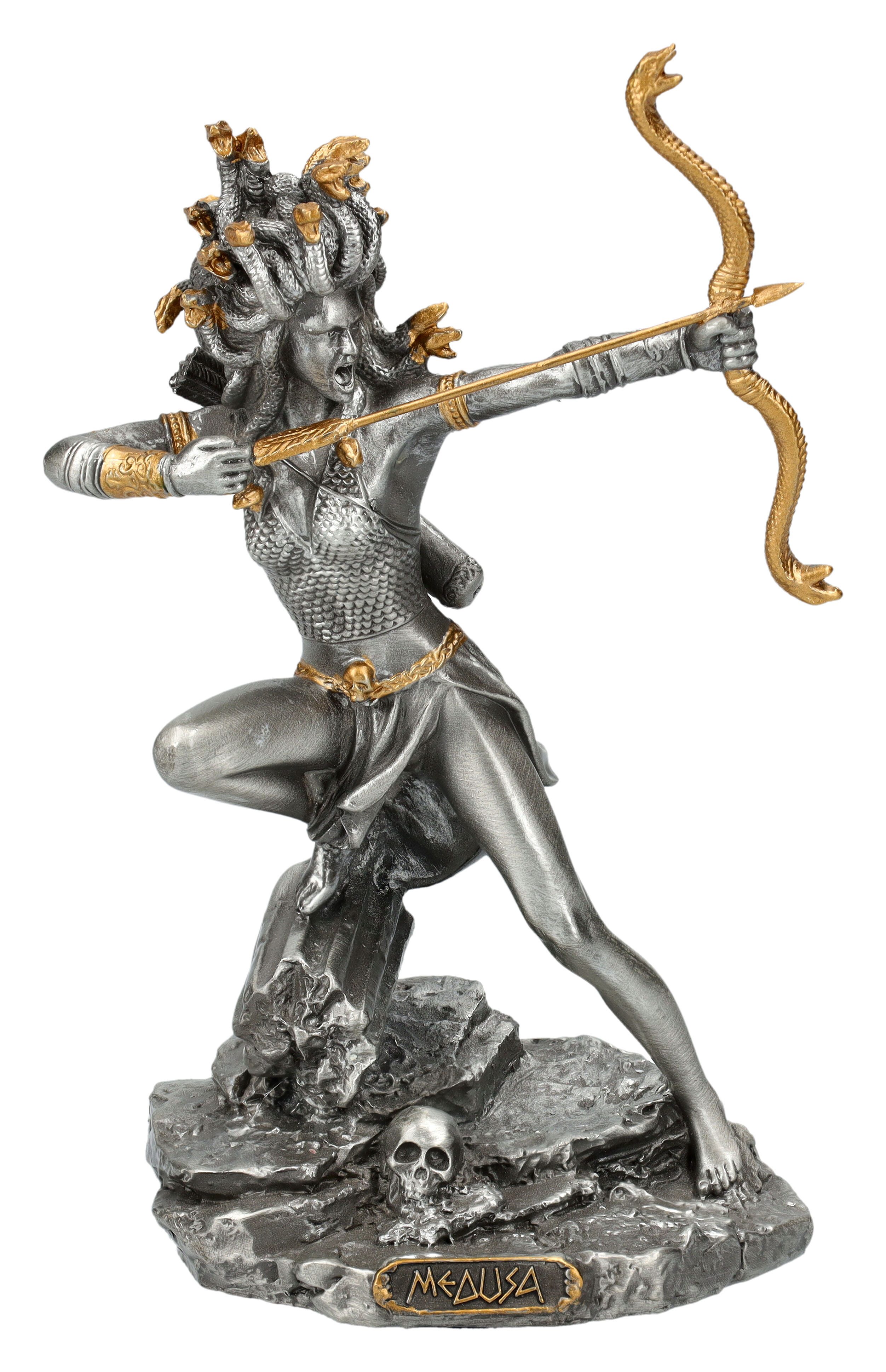 Dekofigur Zinnfigur - Medusa mit Bogen - Veronese Dekofigur Mythologie Schlange