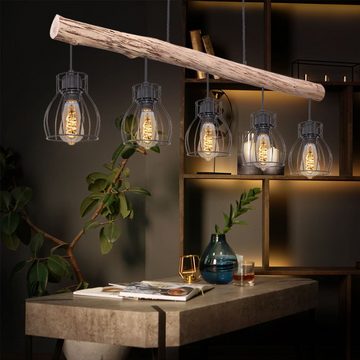 etc-shop LED Pendelleuchte, Leuchtmittel inklusive, Warmweiß, Farbwechsel, Decken Hänge Lampe dimmbar Holz Balken Pendel Leuchte
