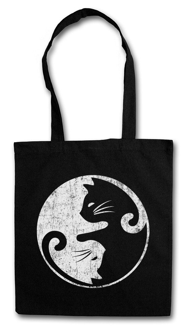 Urban Backwoods Beuteltasche Cats Yin & Yang Stofftasche Cat Katze Katzen Circle Kreis Lover Sign (1-tlg), Symbol Love Liebhaber Liebe