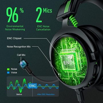 EKSA Gaming-Headset (All-Plattform-Kompatibel, Gaming Headset PS4 Headset mit Mikrofon 7.1 Surround Sound LED Lichter)
