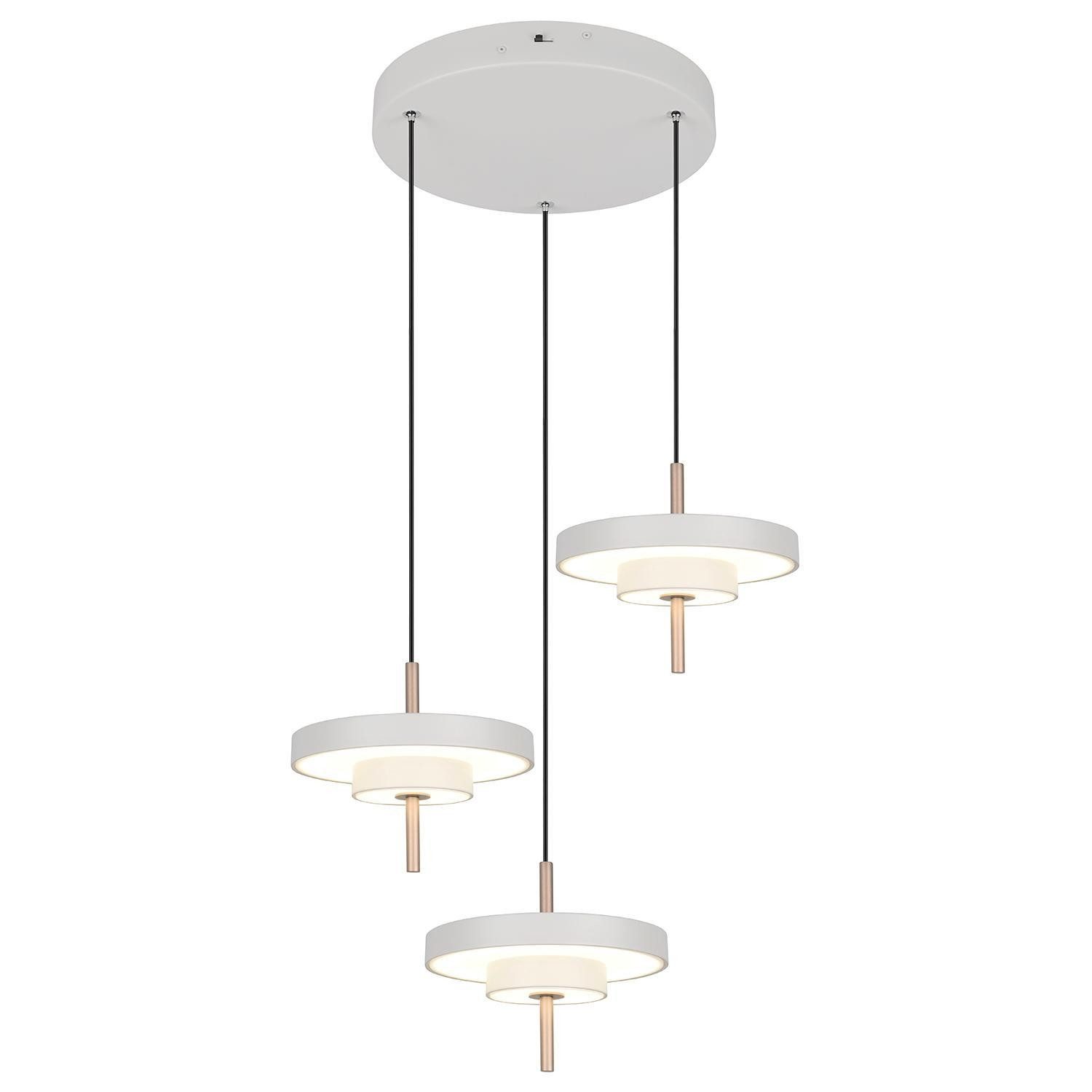 TRIO Leuchten LED Pendelleuchte KEATON, 3-flammig, Braun, Grau, Metall, Anp günstig online kaufen