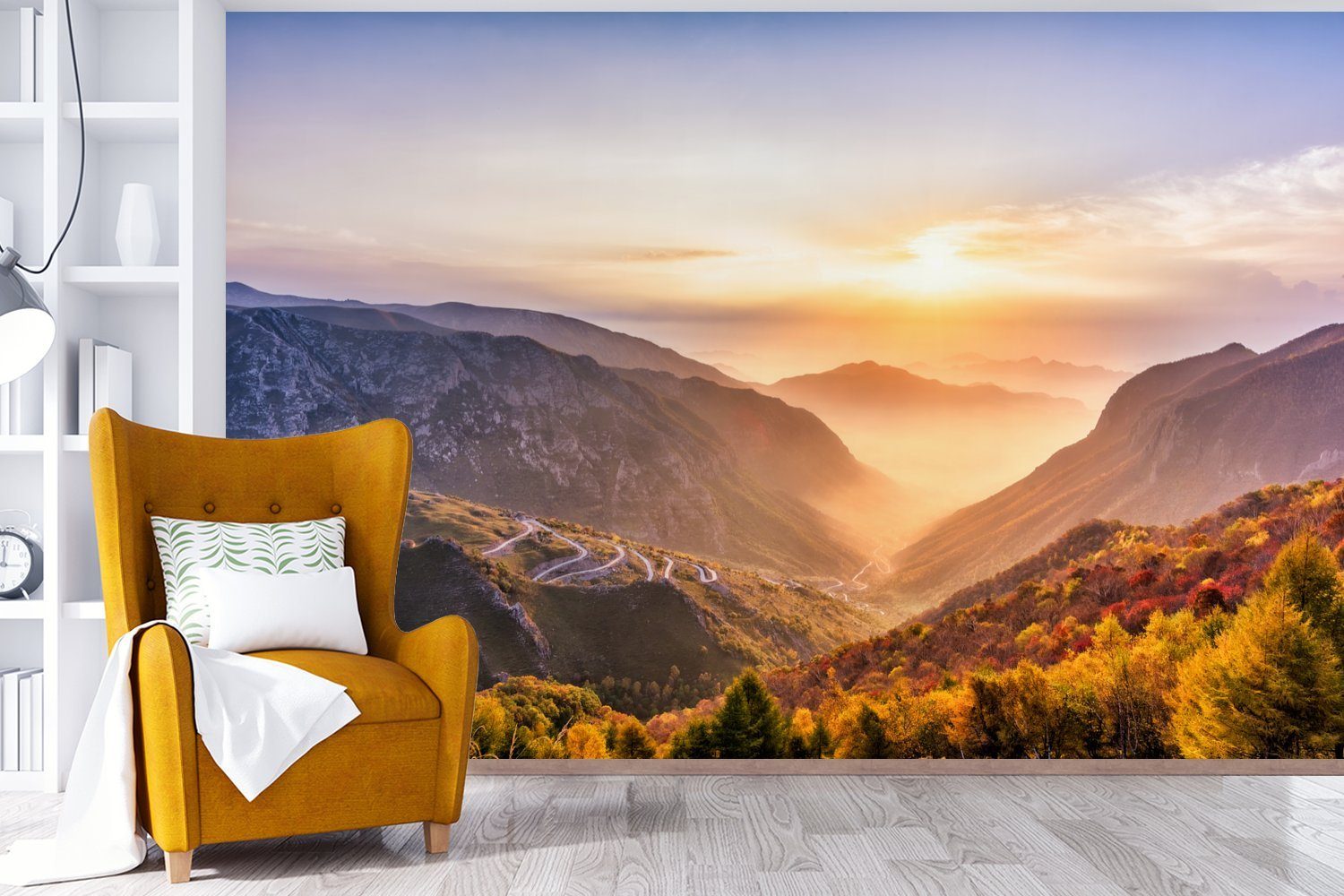 Matt, Landschaft, - - St), Tapete Kinderzimmer, (6 Licht Fototapete Vinyl für Berge Wallpaper bedruckt, Schlafzimmer, MuchoWow Wohnzimmer,