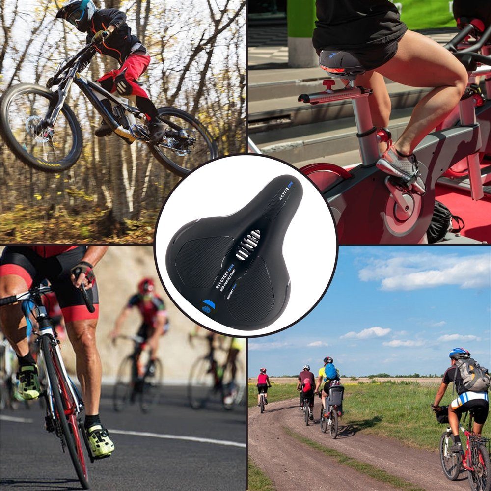 Feel2Home Fahrradsattel Fahrradsattel Ergonomischer Sitz Gel Schaum Rückstrahler rot und blau (Stück, mit Sattelbezug), Atmungsaktiv – Bild 2 von 5