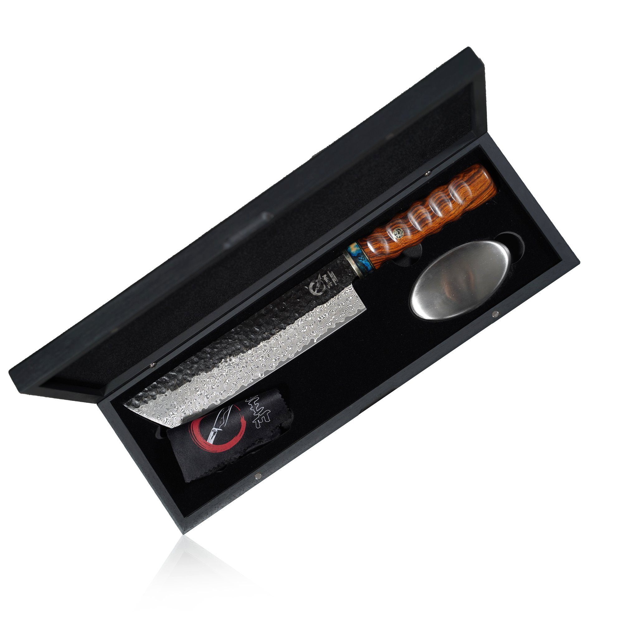 Küchenkompane Damastmesser ZEM Damastmesser Fuyu – Nakiri 18 cm – 89 Lagen – Massivholzbox