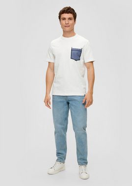 s.Oliver Kurzarmshirt T-Shirt mit aufgesetzter Brusttasche Kontrast-Details