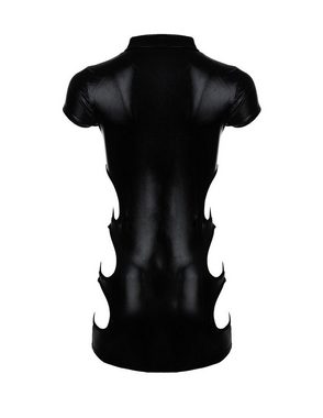 Saresia Minikleid Wetlook Minikleid Gogo Kleid Partykleid Clubkleid Chemise, schwarz, Made in EU