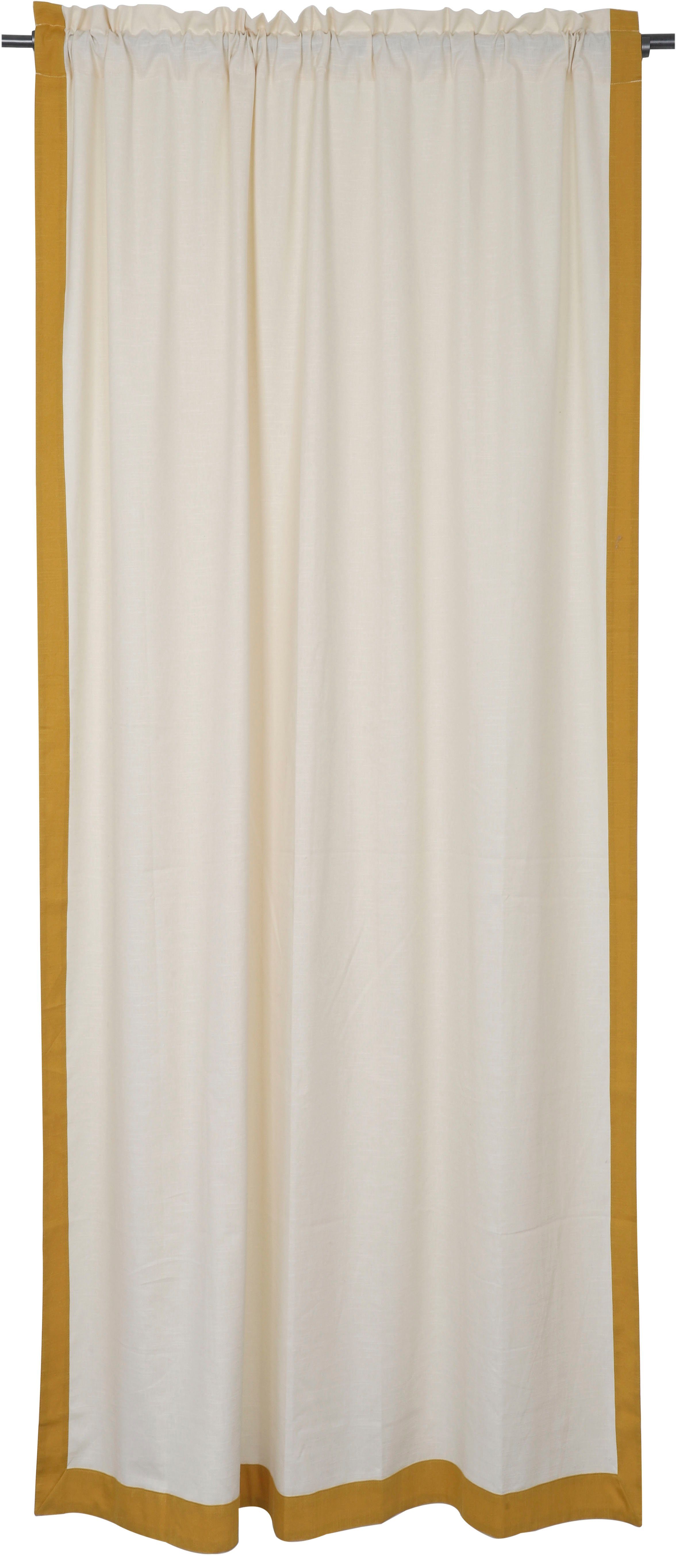 Vorhang Matias, andas, Stangendurchzug verschiedene Größen monochrom, blickdicht, beige/senfgelb (1 blickdicht, St)
