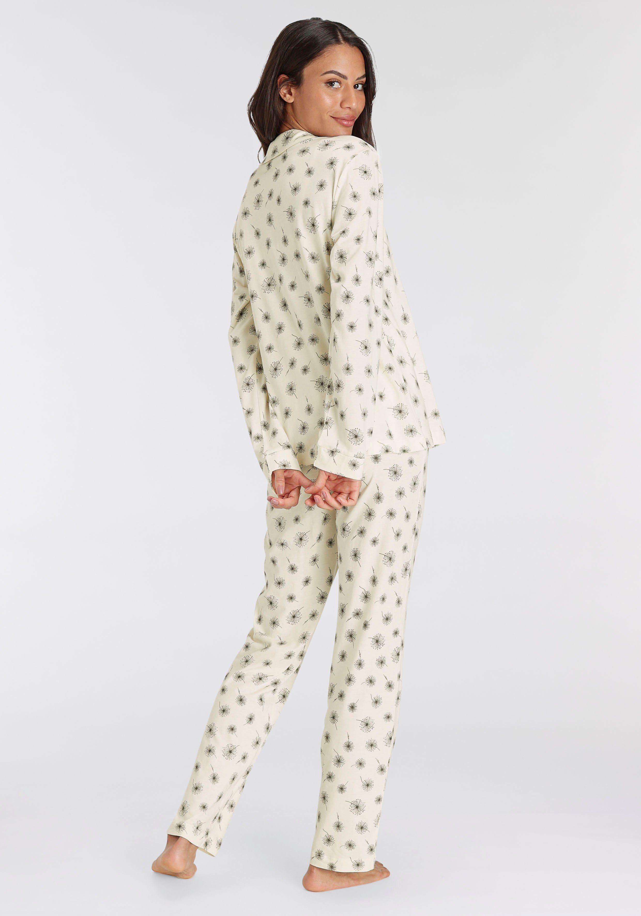 s.Oliver Pyjama (2 mit schönem tlg) Muster ecru-gemustert