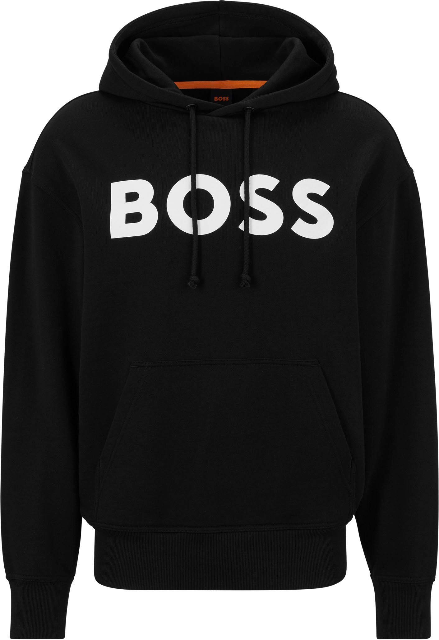 mit WebasicHood ORANGE Sweatshirt weißem Logodruck BOSS Black