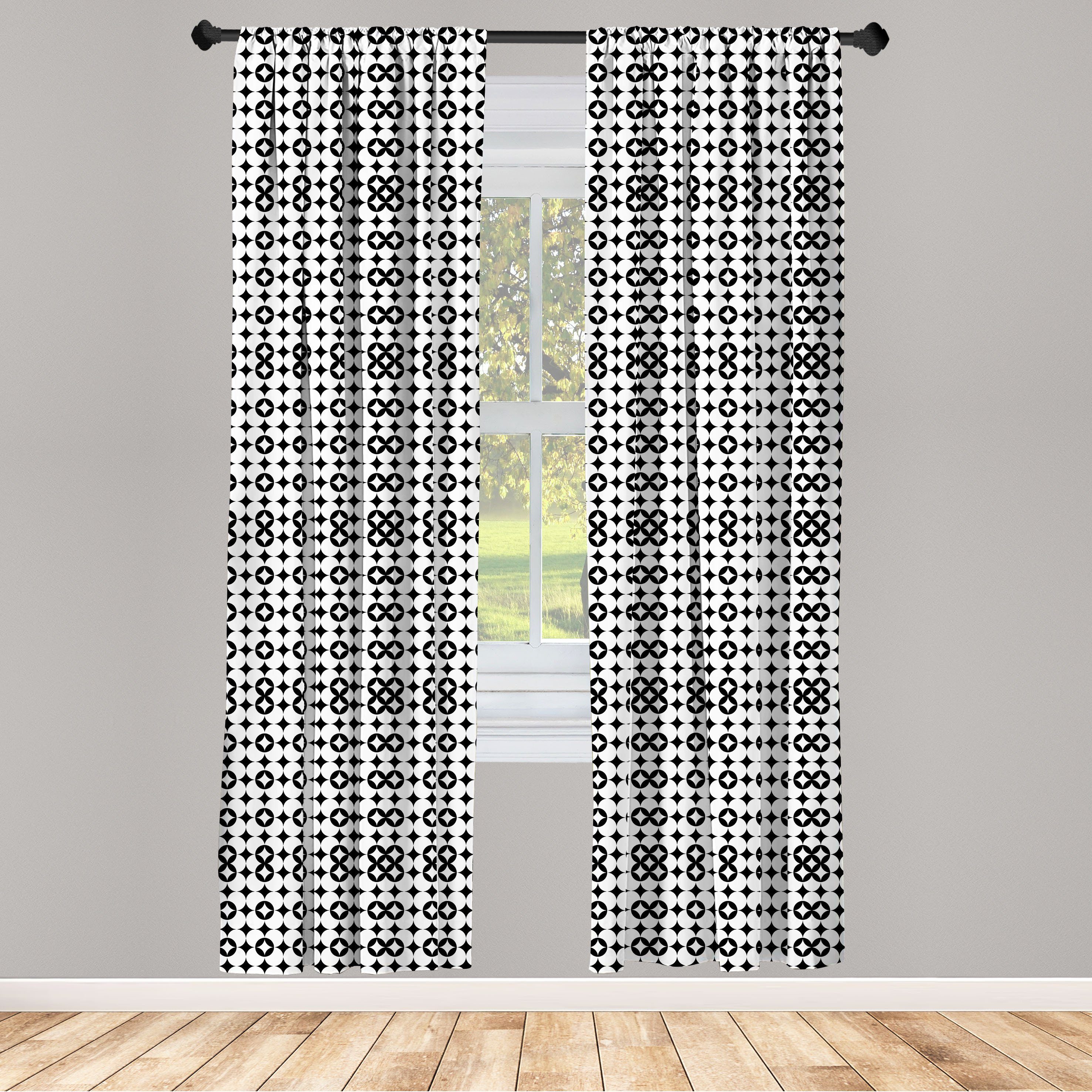 Monotone Microfaser, Schlafzimmer Geometrisches für Mosaik Gardine Wohnzimmer Dekor, Motiv Abakuhaus, Vorhang