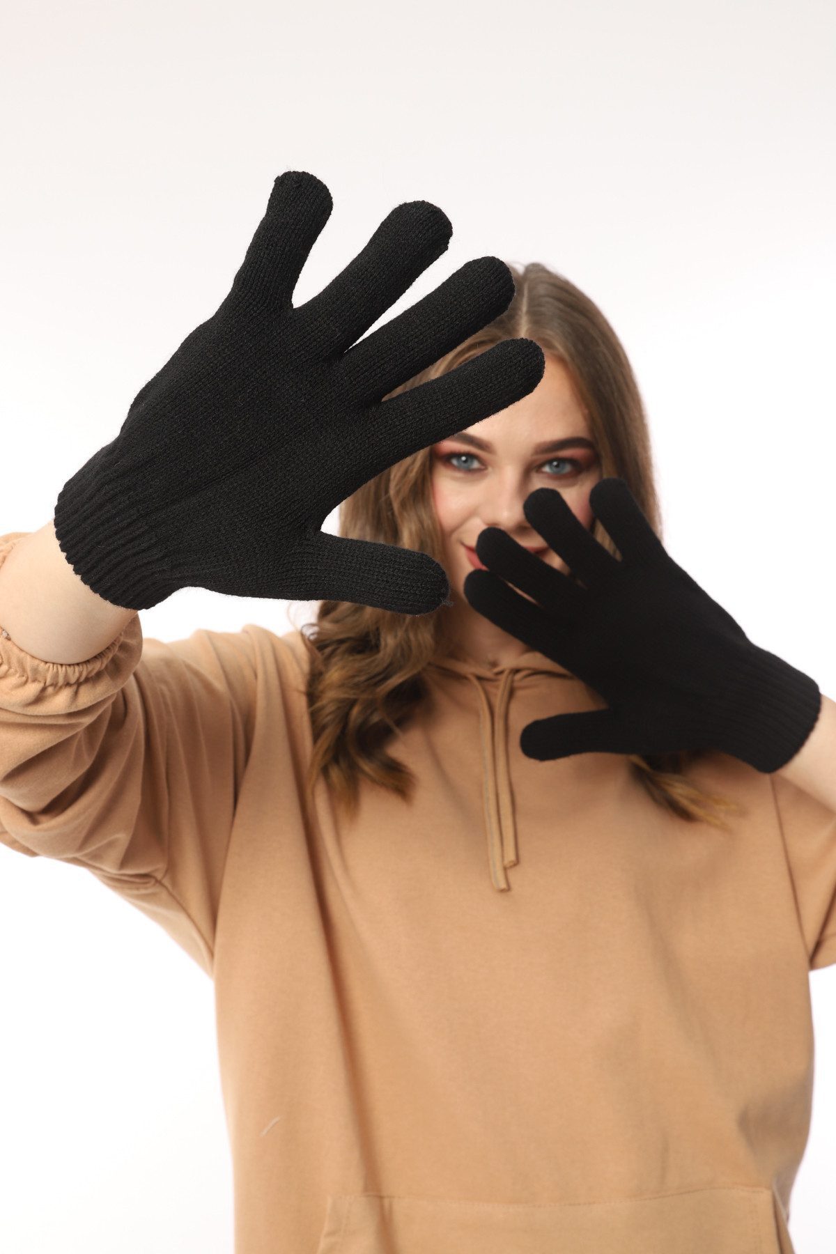 herémood Strickhandschuhe Premium Winterhandschuhe Schwarz Thermofutter Windschutz Unisex Warm (Exklusive Thermo Winterhandschuhe – Unisex Acryl schwarz, 2-St., Windschutz, Thermofutter & atmungsaktive Strickqualität) Hochwertig, robust & warm – stilvolle Premium Winterhandschuhe