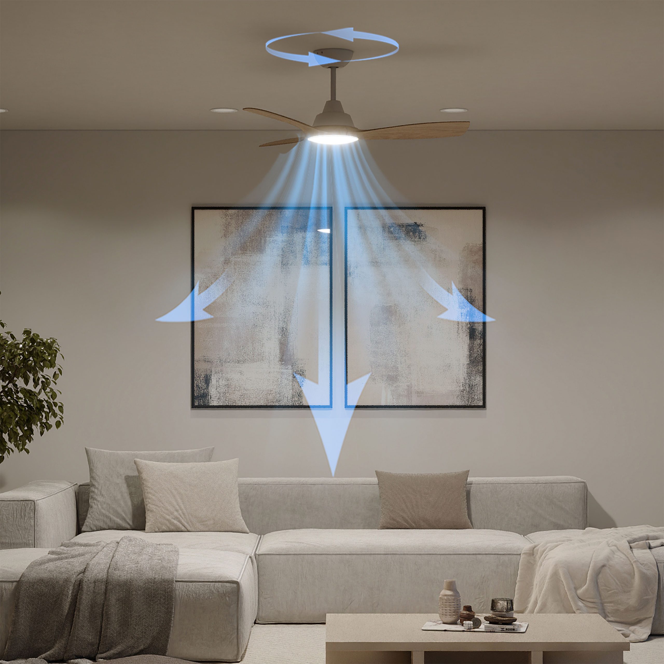 Philips LED Deckenleuchte Olas 24W DC-Ventilator 30W, fixe Rotorblätter, ⌀ 106cm, schwarz-braun, CCT - über Fernbedienung, Dimmer, Dimmfunktion, Ein-/Ausschalter, Farbsteuerung, Fernbedienung, Infrarot inkl., Memoryfunktion, Ventilatorfunktion, dimmbar über Fernbedienung, mehrere Helligkeitsstufen, LED fest integriert, warmweiß - kaltweiß, 3000-6500 Kelvin, dimmbar mit Fernbedienung, 2650 Lumen