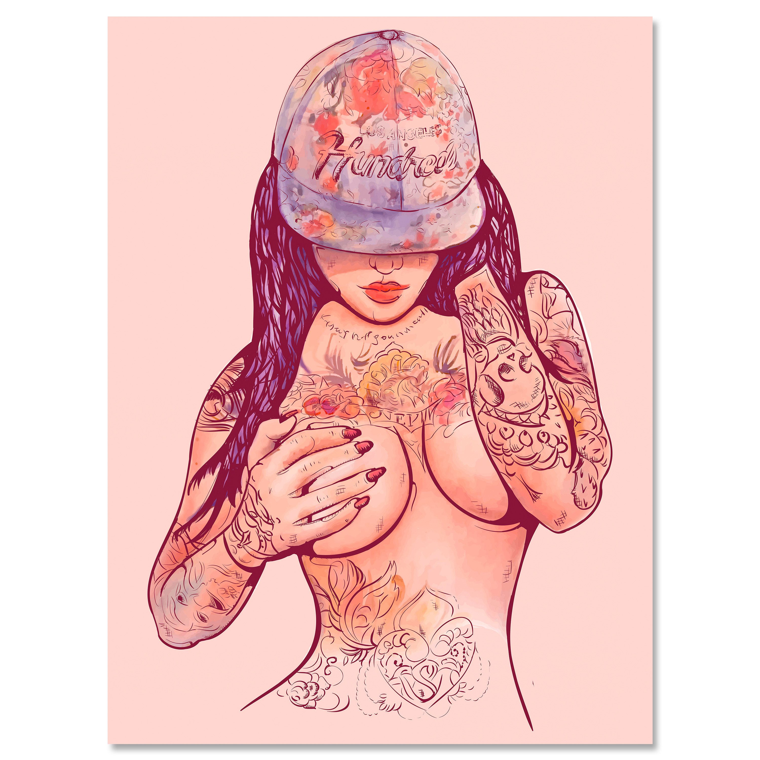 wandmotiv24 Leinwandbild starke Frauen, Hochformat, Frau mit Tattoos Comic, Kunst & Gemälde (1 St), Wandbild, Wanddeko, Leinwandbilder in versch. Größen