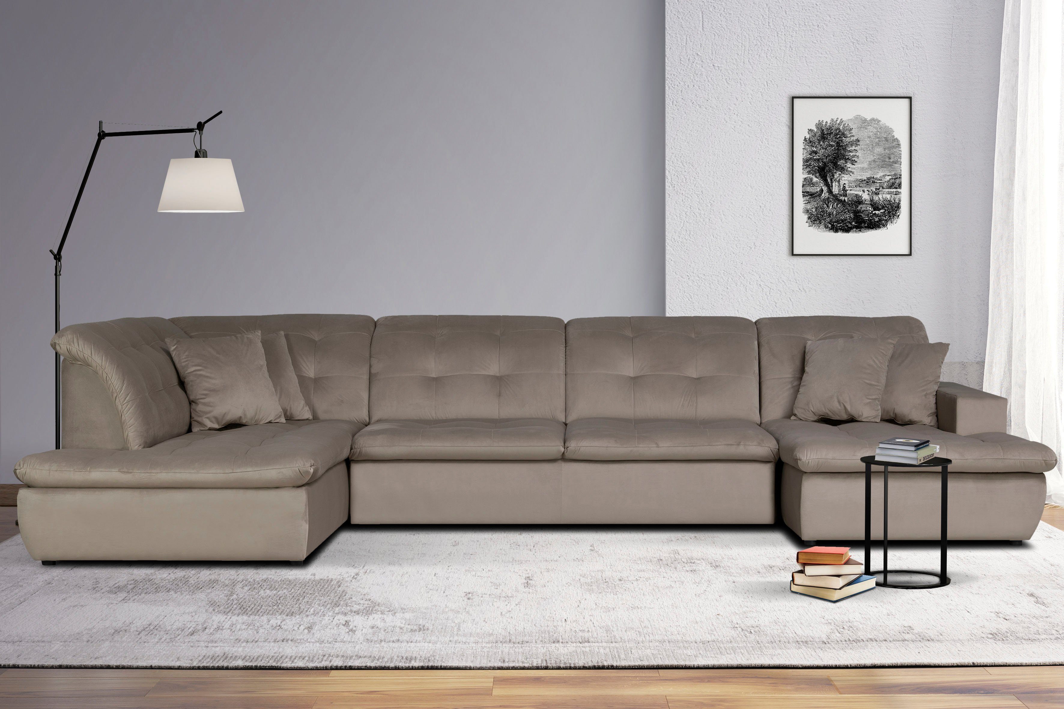 Home affaire Wohnlandschaft BRISBANE NEU U-Form, mit feiner Steppung, Matten-Optik, incl. Zierkissen