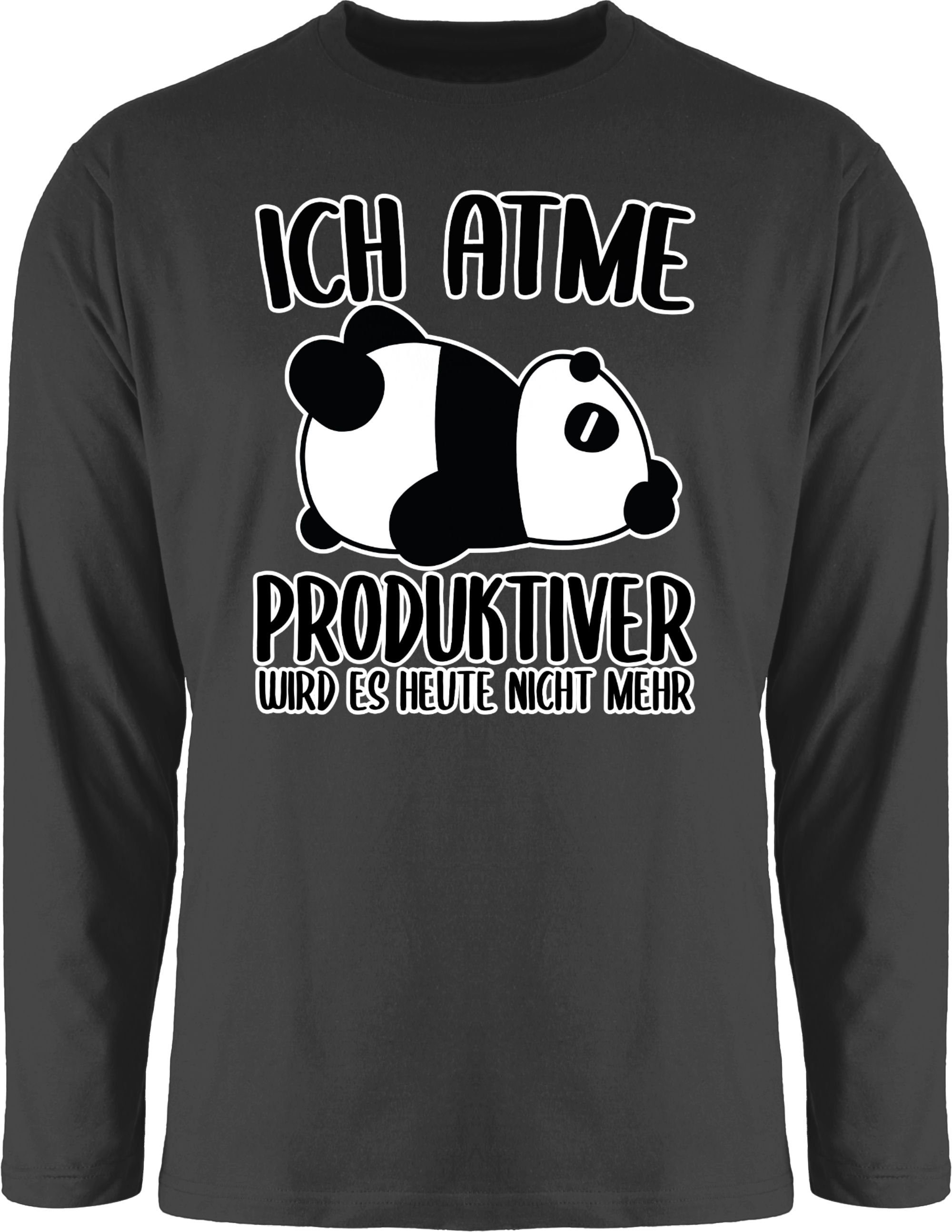 Rundhalsshirt Ich atme produktiver wird es nicht mehr mit Panda - weiß