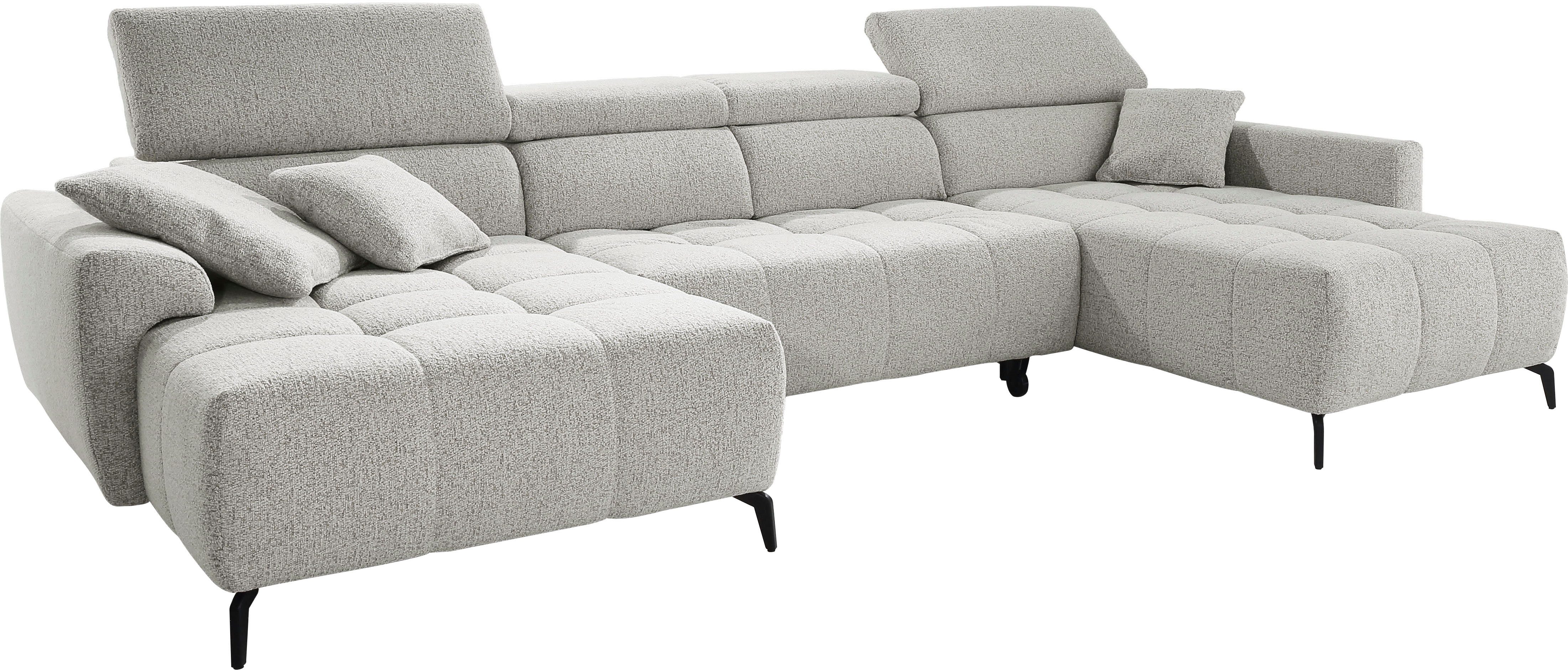 Jockenhöfer Gruppe Wohnlandschaft Ultima, U-Form, B: 363cm, mit 60 cm elektrischer Sitztiefenverstellung, 140kg Belastbarkeit je Sitz, verstellbaren Kopfstützen, USB-Ports