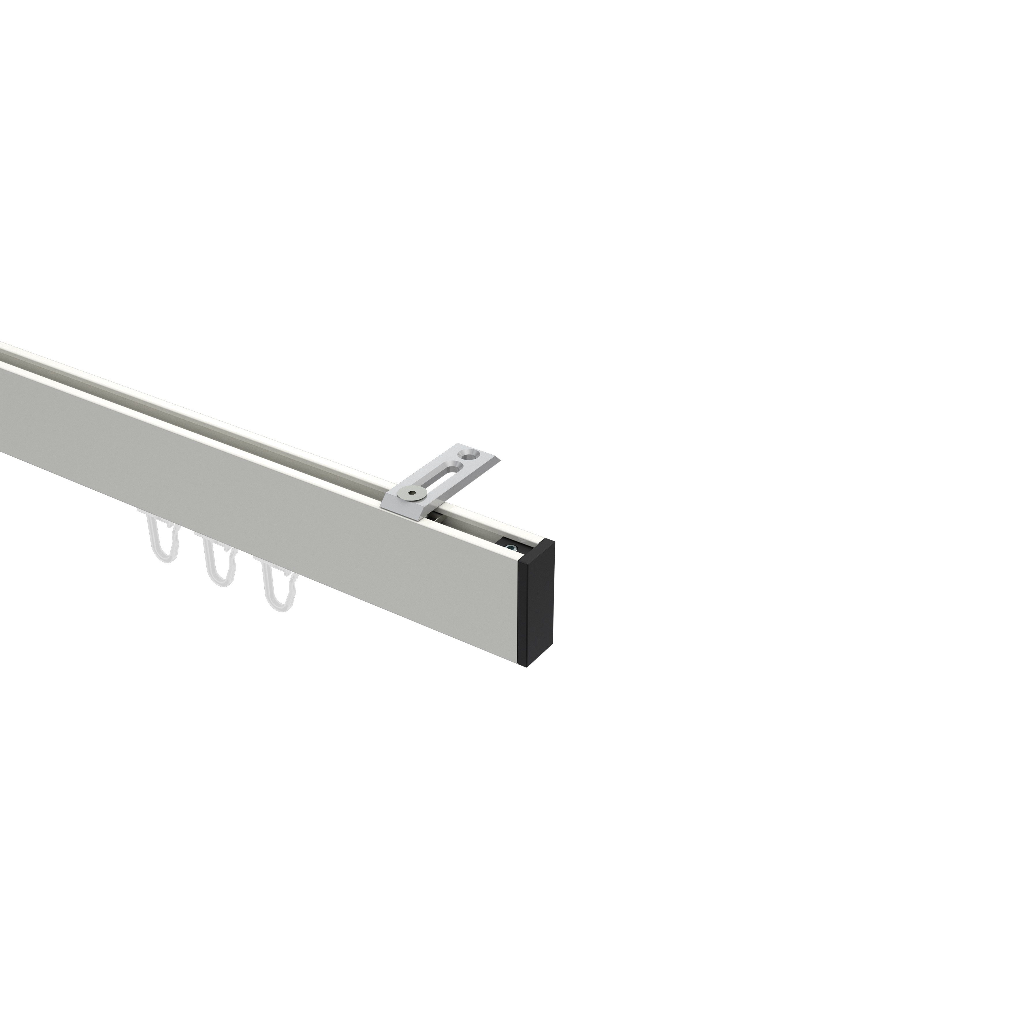 Gardinenstange Smartline Paxo, INTERDECO, 1-läufig, 14x35 mm, eckig, Deckenmontage, Weiß / Schwarz