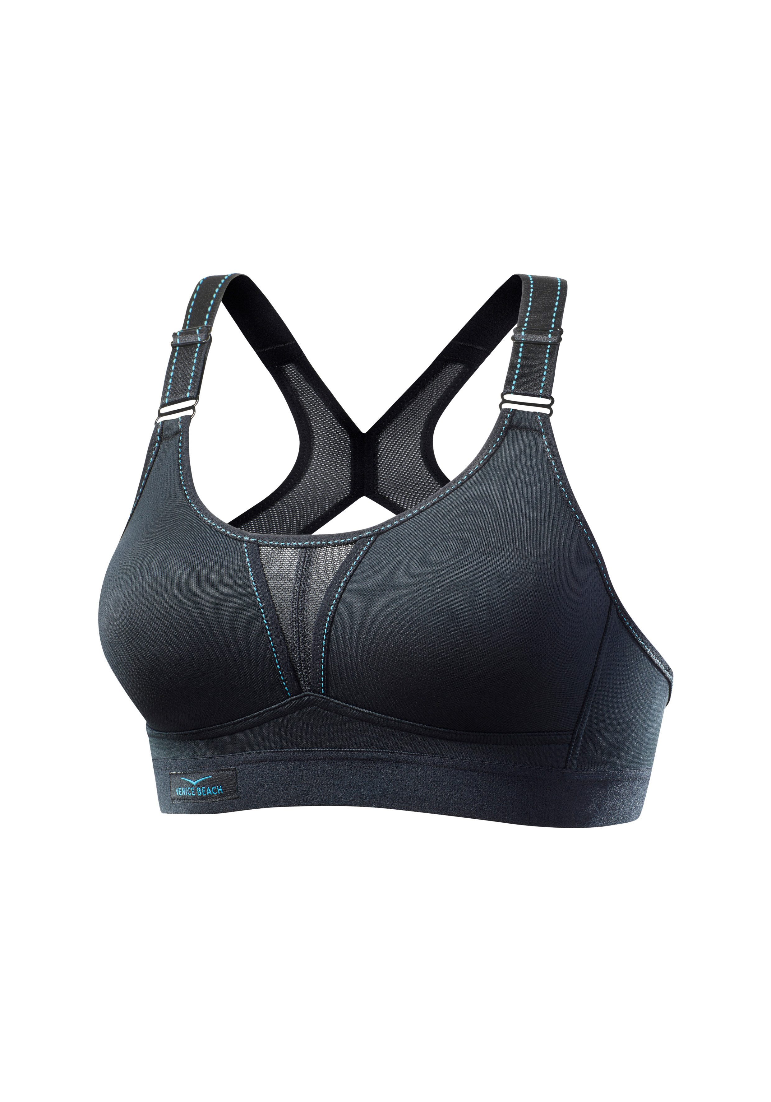 Venice Beach Sport-BH ohne Bügel aus COOLMAX-Material mit breiten Trägern, große Größen, starker Halt – Bild 2 von 5