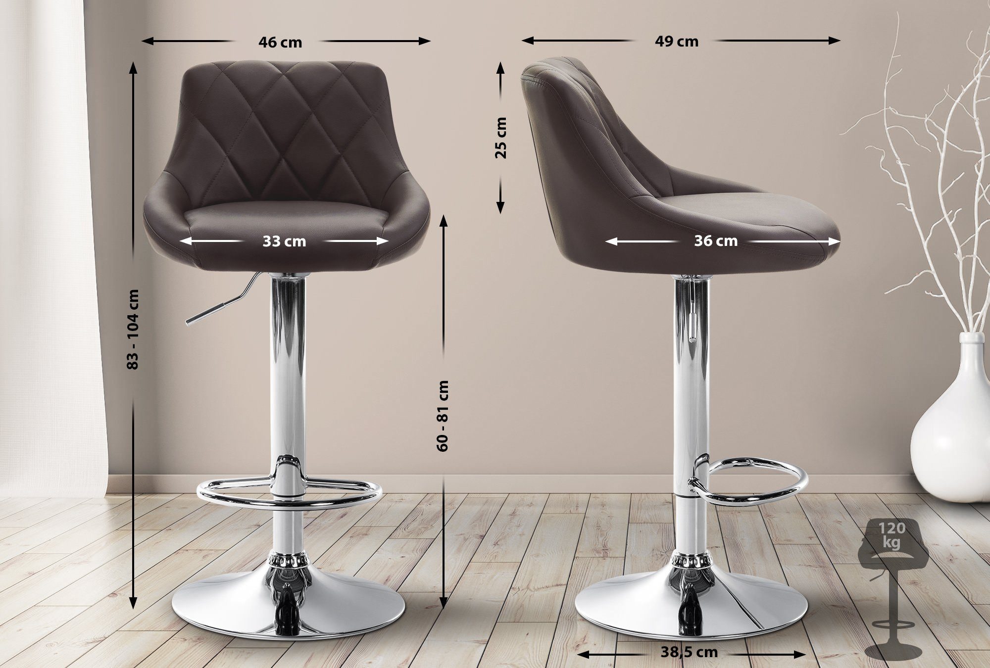 CLP Barhocker Lazio Kunstleder (1er), höhenverstellbar und 360° drehbar