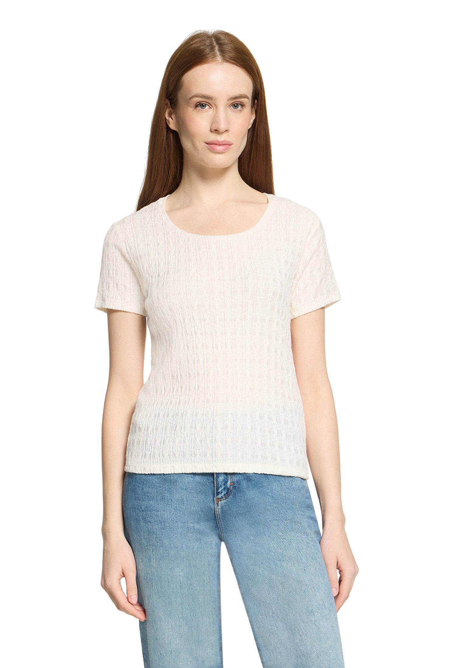 Cartoon Kurzarmshirt Damen mit Struktur (1-tlg)