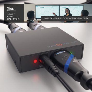 CSL HDMI-Splitter, Mini 4K UHD 2-Port Verteiler 1x HDMI Eingang zu 2x HDMI Ausgang