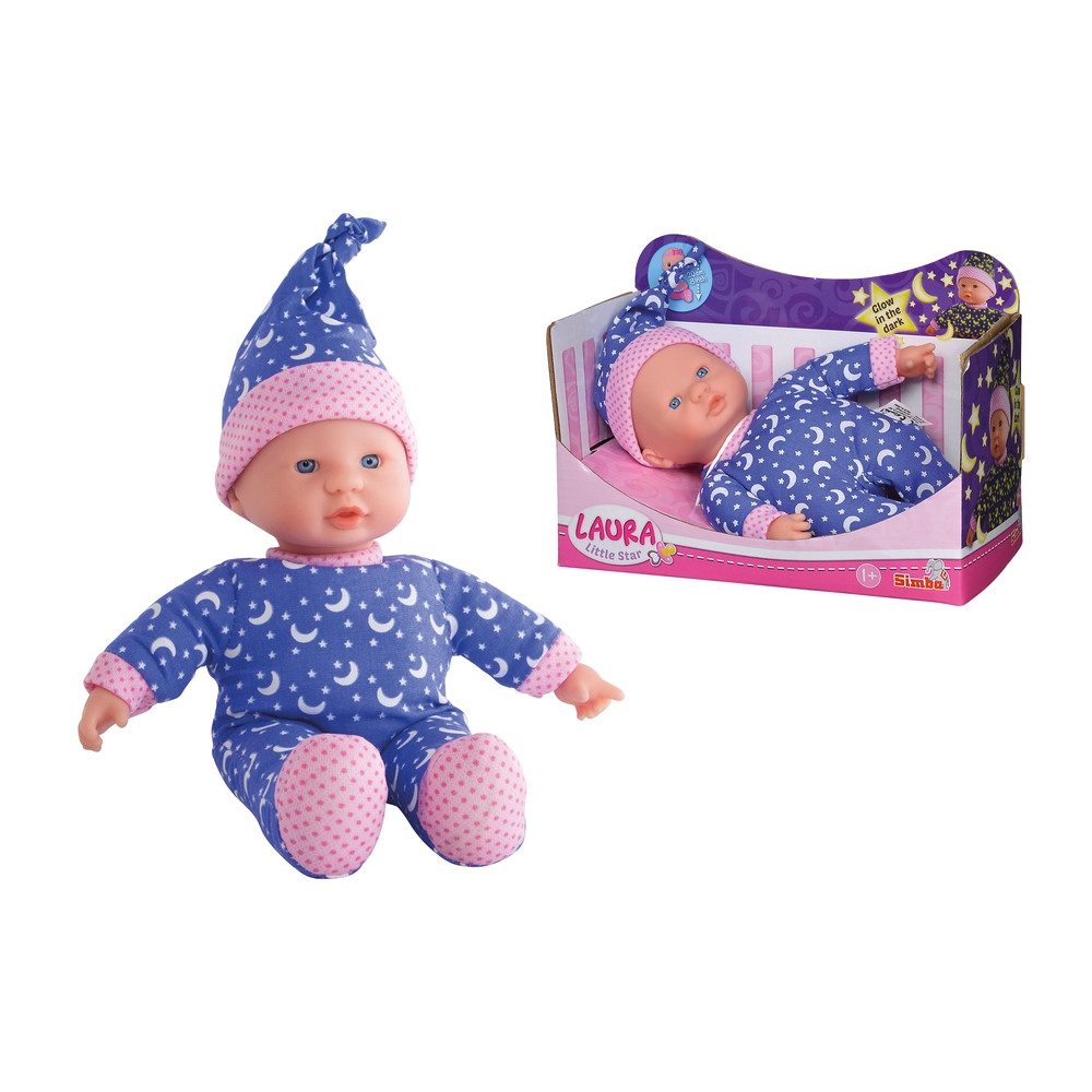 Simba Dickie Anziehpuppe Puppe Laura Little Star in Strampler und Mütze 38cm
