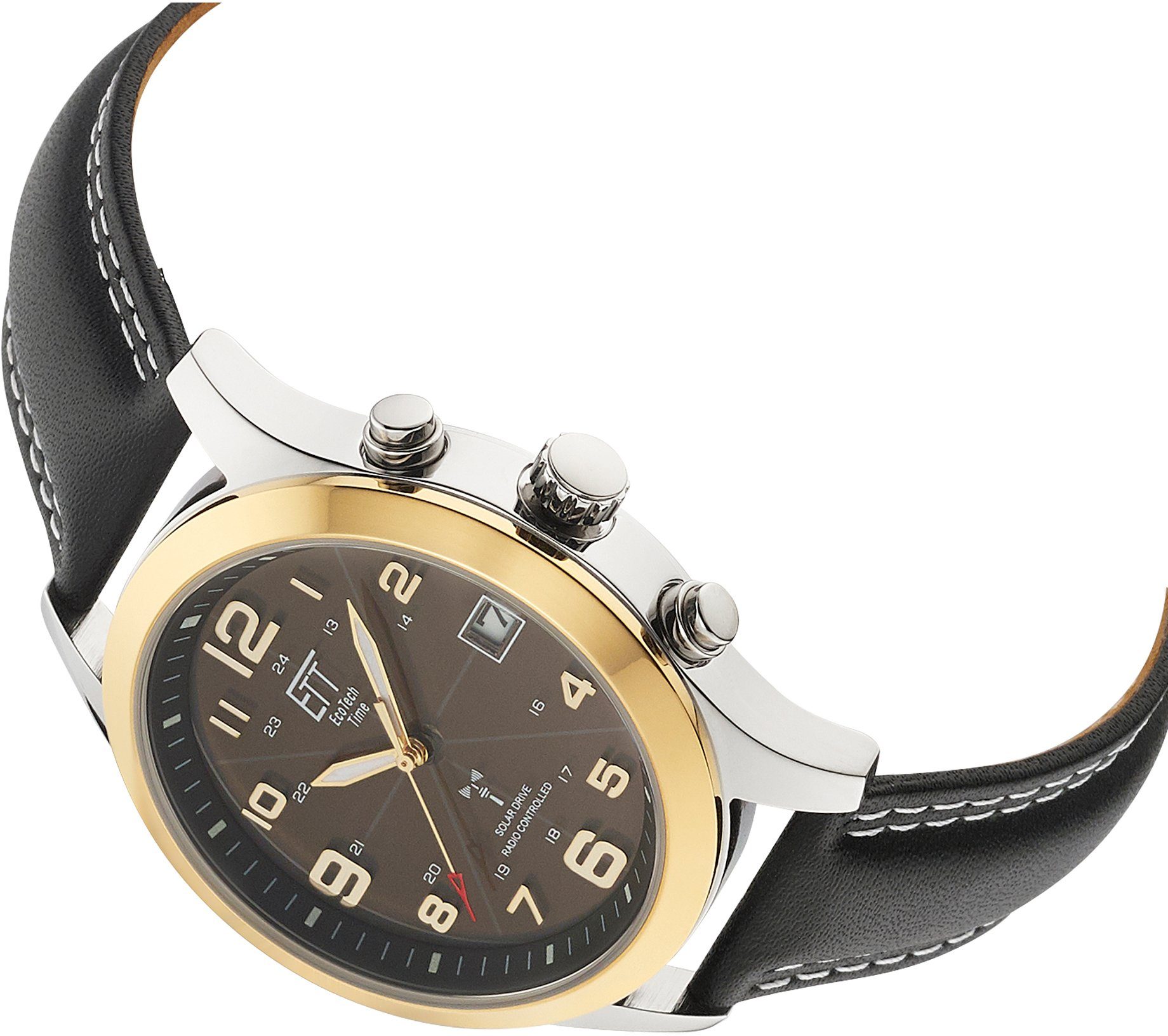 ETT Funkuhr Gobi EGS-11487-22L, Armbanduhr, Herrenuhr, Datum, Solar, Lederarmband – Bild 2 von 3