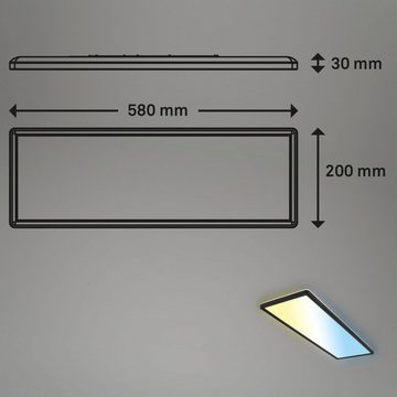 Briloner Leuchten LED Panel 7403015 SLIM, CCT - über Fernbedienung, LED fest integriert, Farbwechsler, Kaltweiß, Neutralweiß, Tageslichtweiß, Warmweiß, Deckenlampe, 58x20x3cm, Schwarz, 23W, Wohnzimmer, Schlafzimmer, Küche