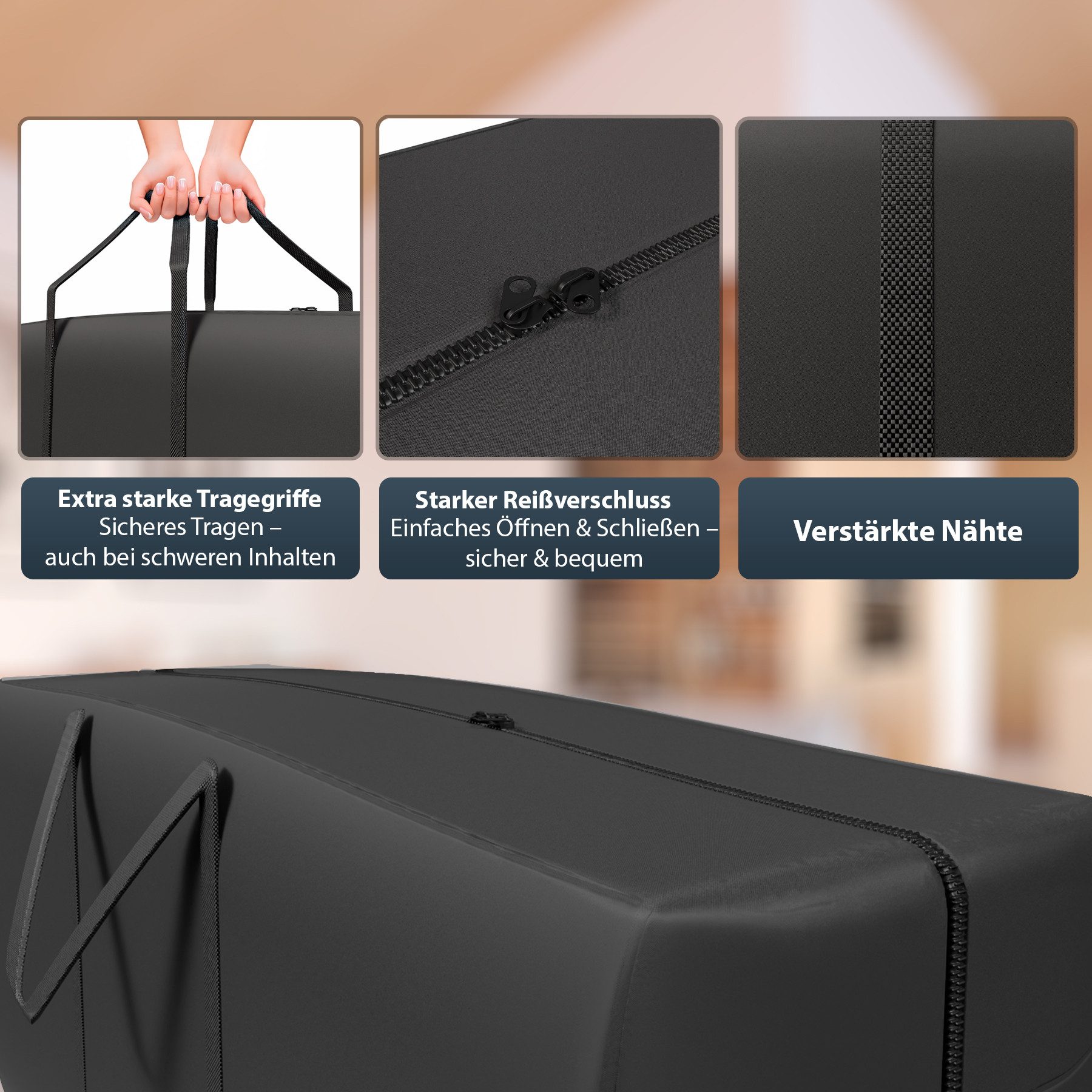 BigDean Aufbewahrungstasche 2 Stück Große Aufbewahrungstaschen 100x55x35 cm (2-tlg., Aufbewahrungstasche/n), Robust, Langlebig, Transport, Lagerung, Faltbar, Pl – Bild 5 von 5