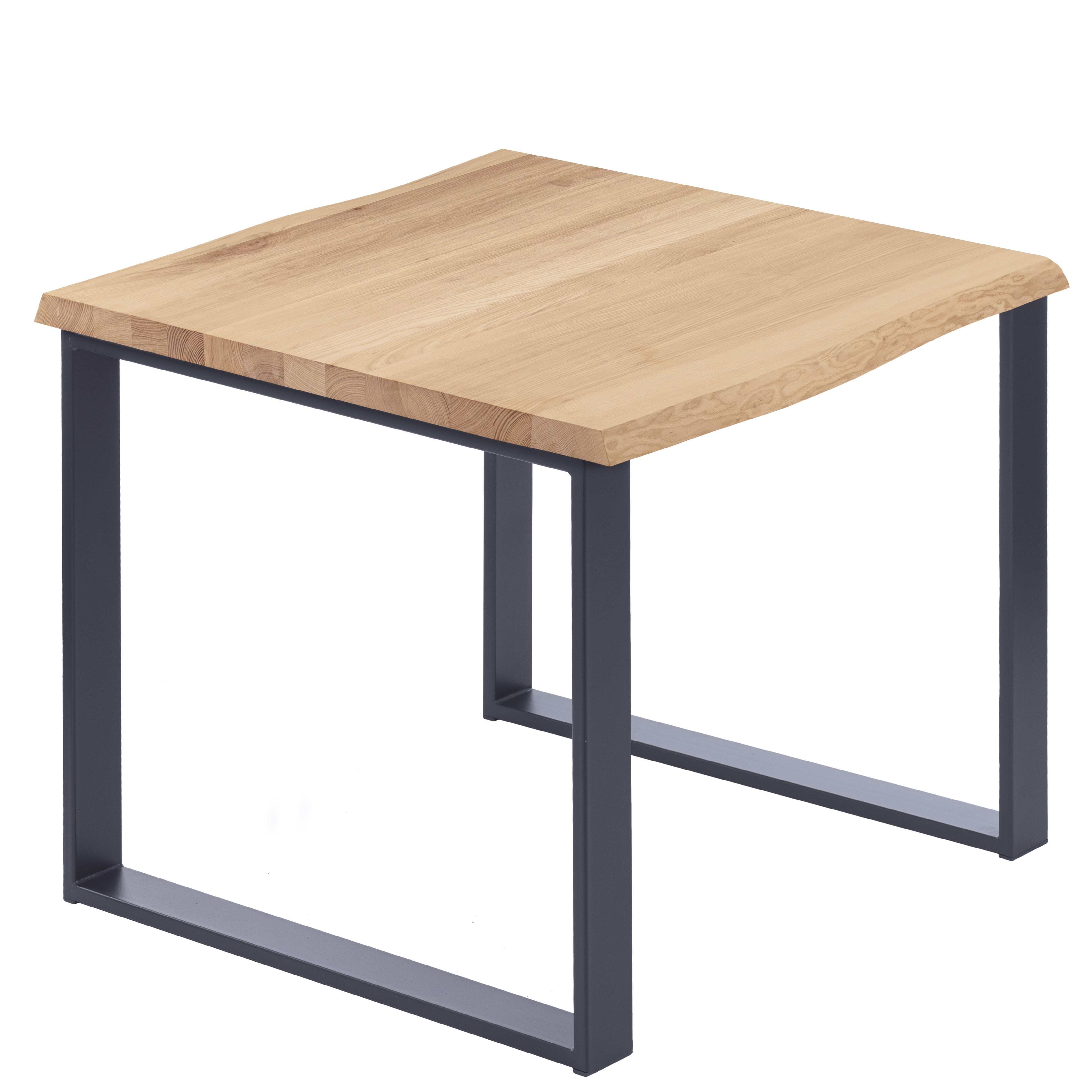 Massivholz massiv Esstisch Modern Natur Metallgestell Baumkante Tisch), (1 Baumkantentisch | Manufaktur LAMO inkl. Anthrazit