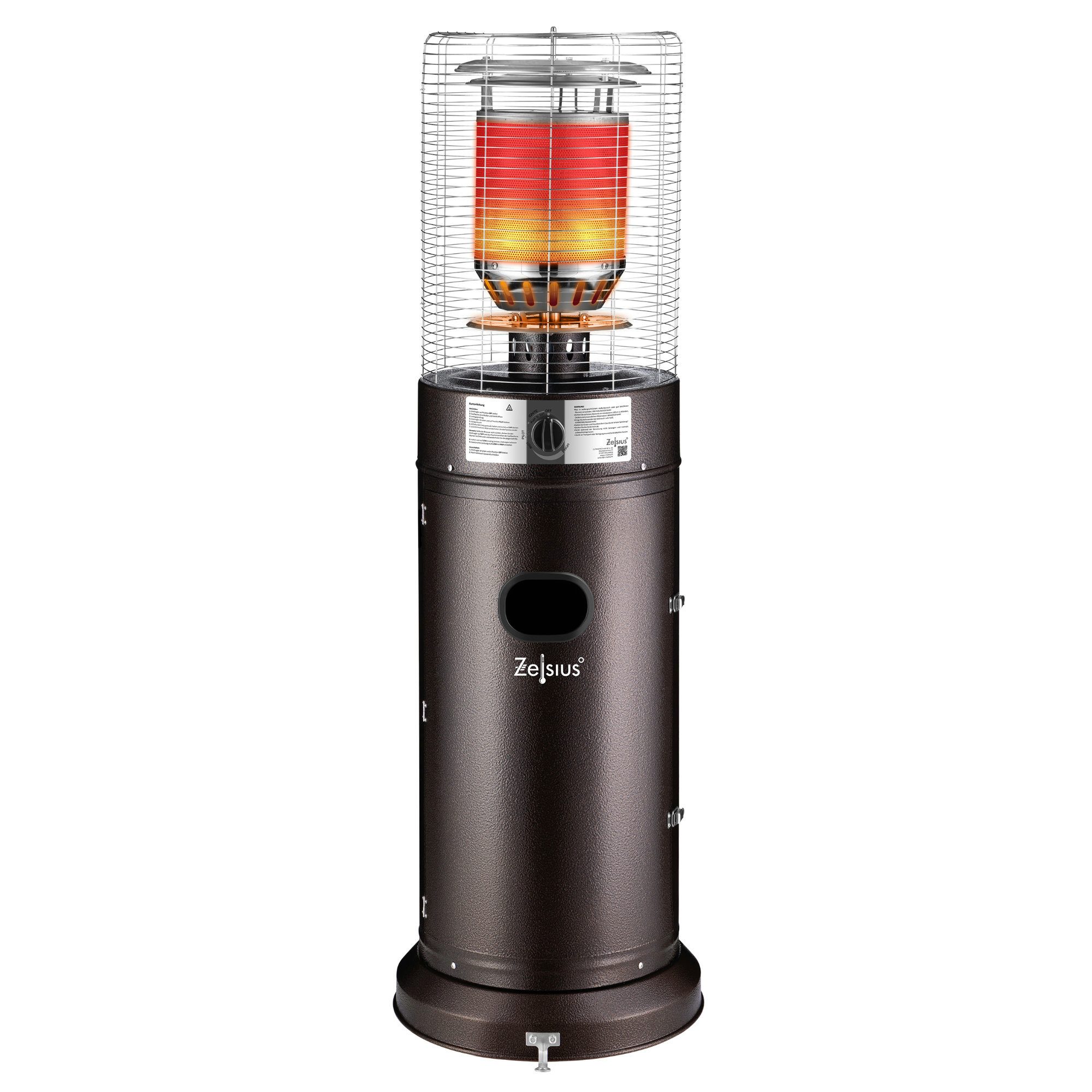 Zelsius Terrassenstrahler Gas Heizstrahler "Zermatt", 11 kW, Braun, Ø 46cm x (H) 137 cm